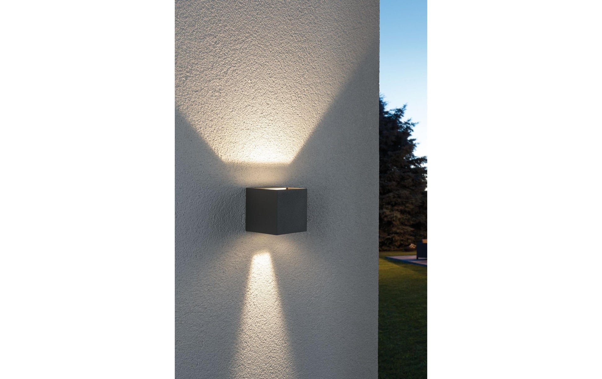 Paulmann Aussenwandleuchte Cybo – 8×8×8 cm, 355 lm, 6 W – Warmweiss, 2700 K – IP65 – Netzbetrieb – Grau – Aluminium