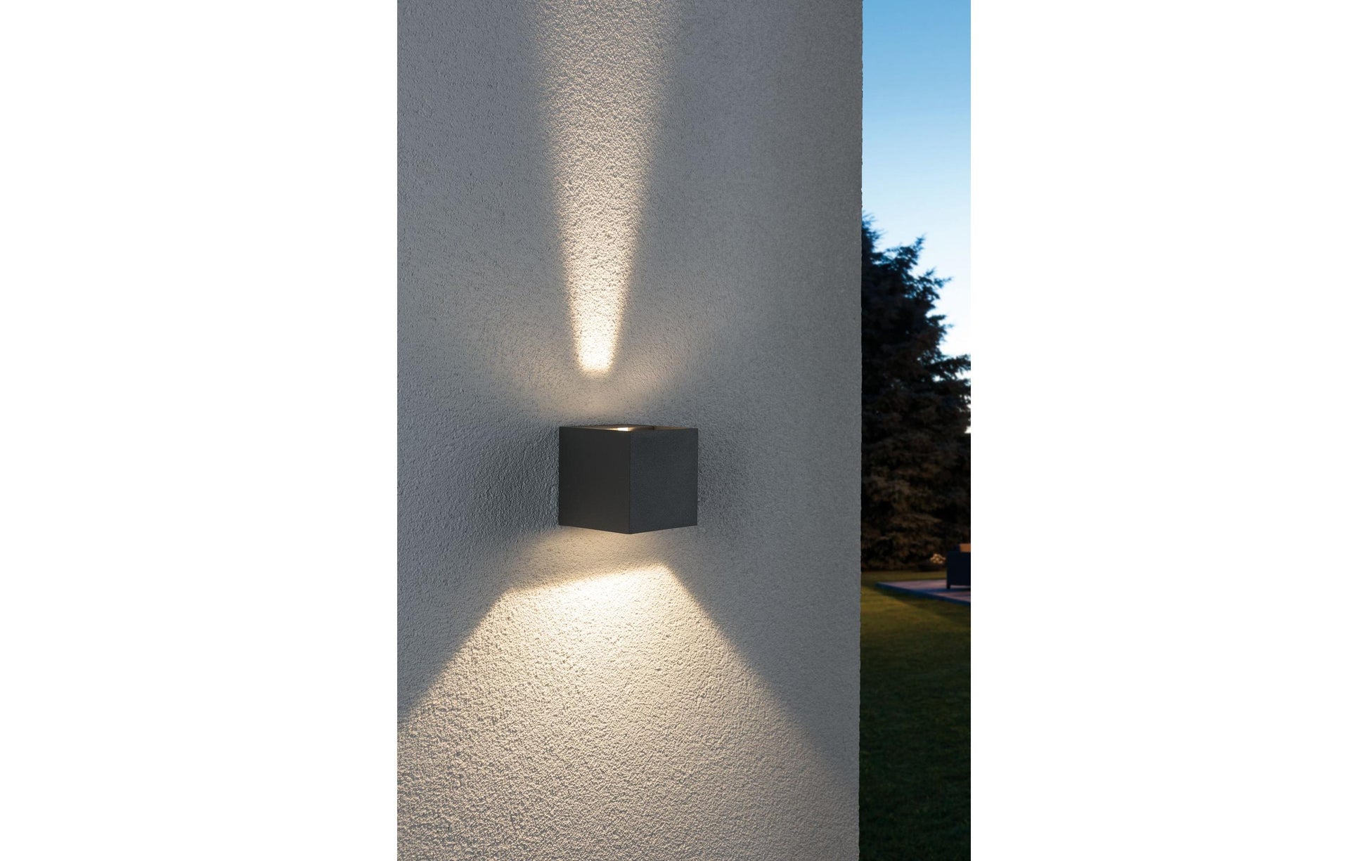Paulmann Aussenwandleuchte Cybo – 8×8×8 cm, 355 lm, 6 W – Warmweiss, 2700 K – IP65 – Netzbetrieb – Grau – Aluminium
