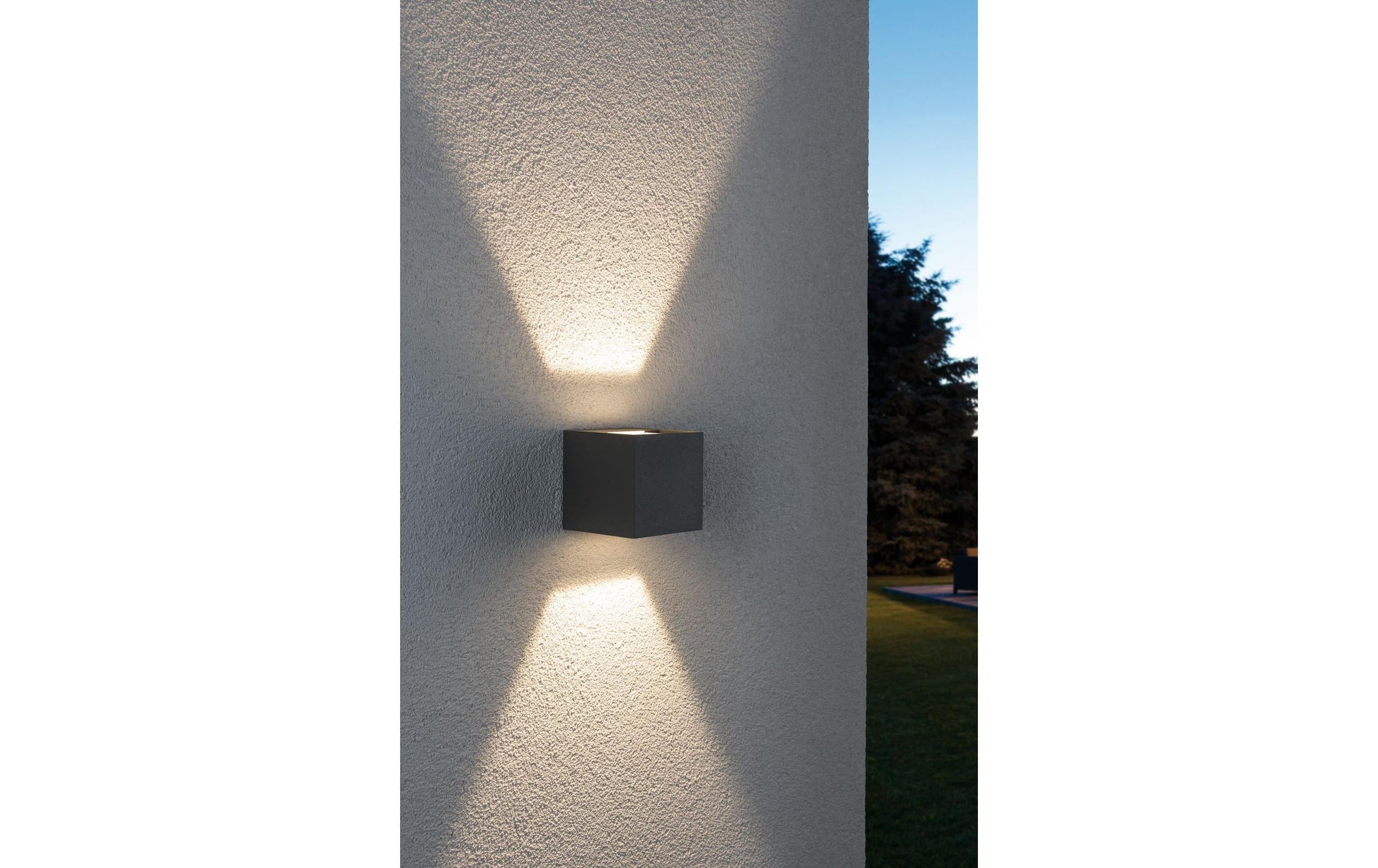 Paulmann Aussenwandleuchte Cybo – 8×8×8 cm, 355 lm, 6 W – Warmweiss, 2700 K – IP65 – Netzbetrieb – Grau – Aluminium