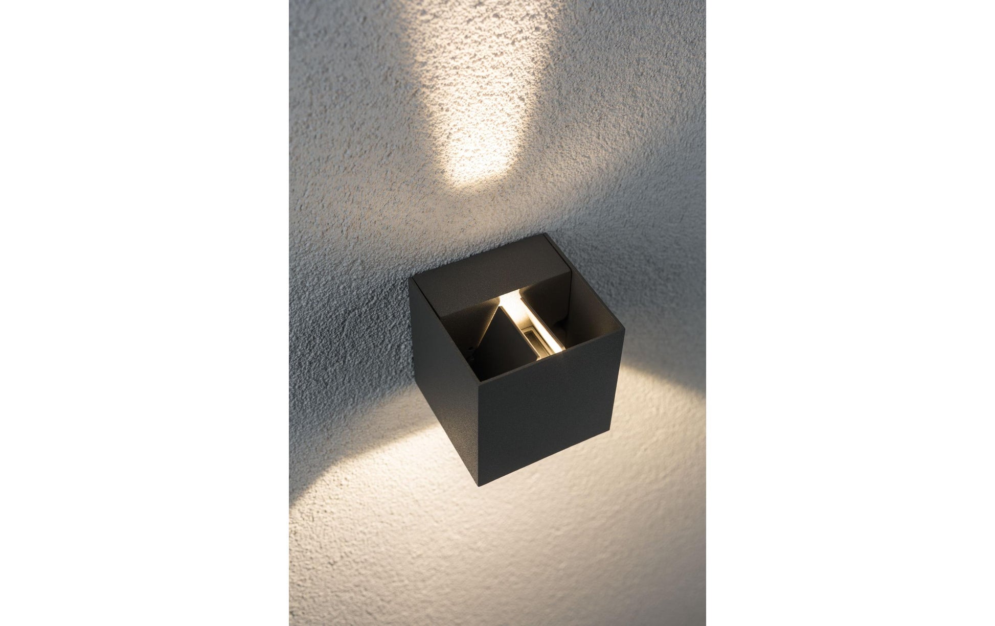 Paulmann Aussenwandleuchte Cybo – 8×8×8 cm, 355 lm, 6 W – Warmweiss, 2700 K – IP65 – Netzbetrieb – Grau – Aluminium