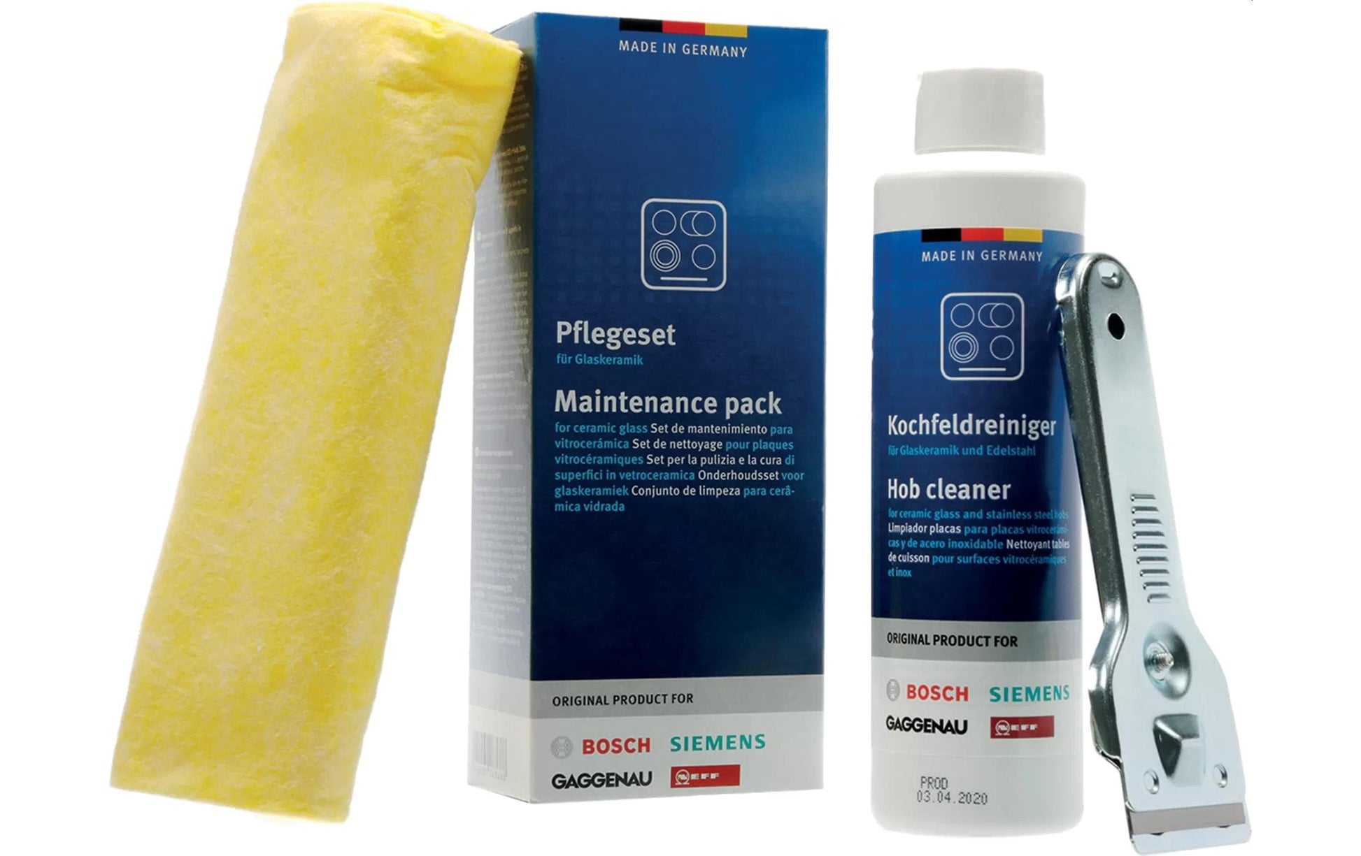 Siemens Pflegeset Glas-/Oberflächenreiniger für Glaskeramik – Flüssigkeit, Box – 3×250 ml