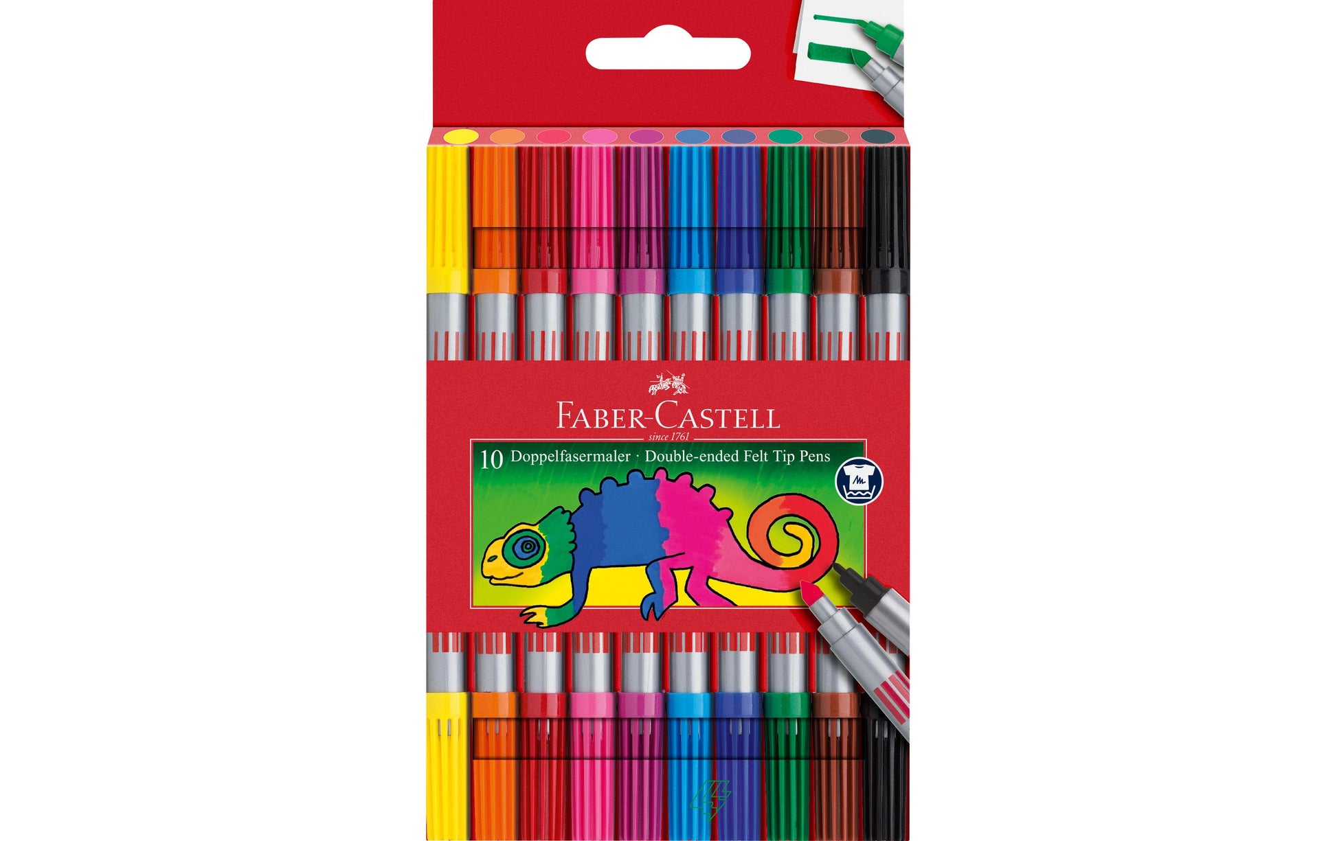 Faber-Castell Doppelfasermaler Filzstift, Doppelspitze – Kombi, wasservermalbar, 10 Farben