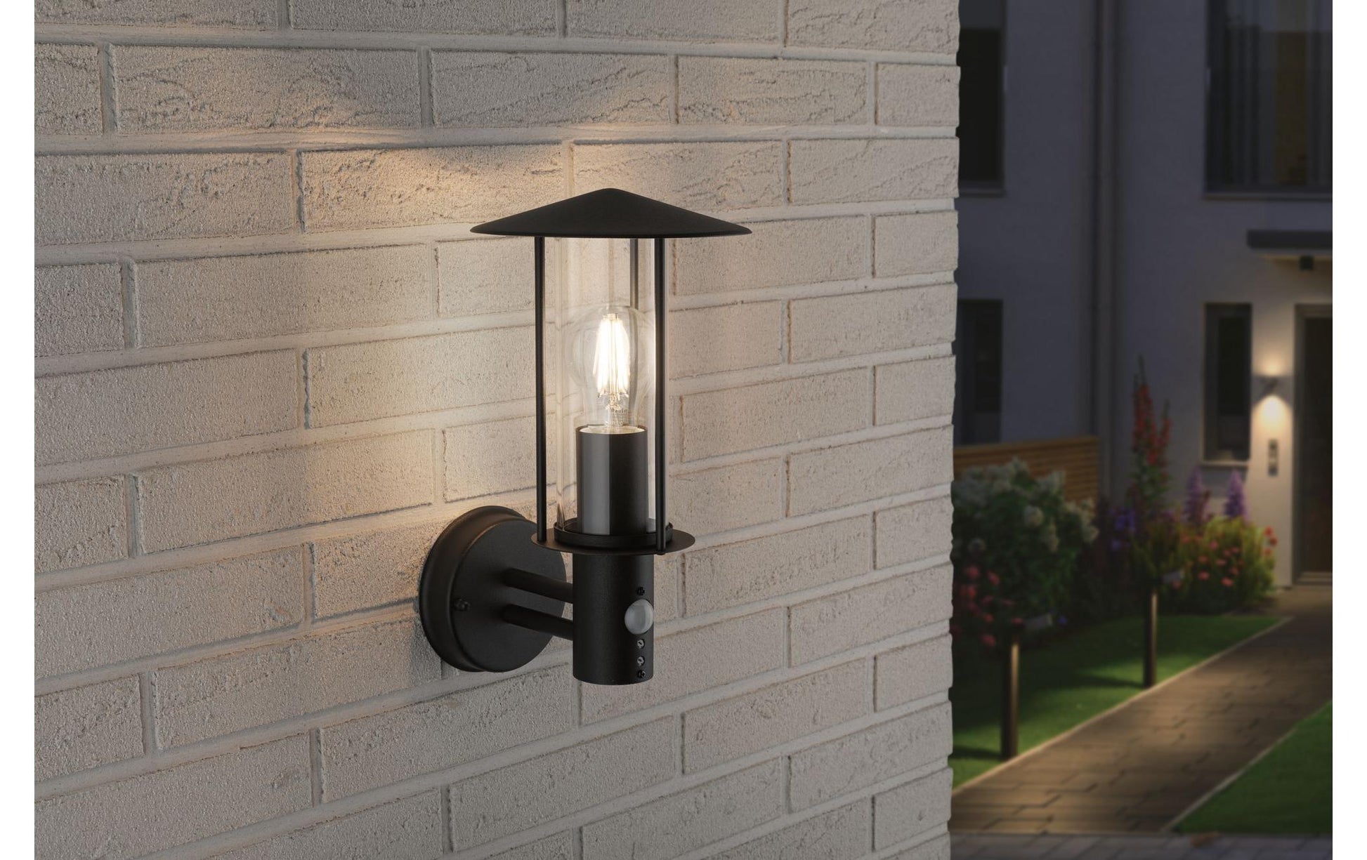 Paulmann Aussenwandleuchte – 32,7 cm – 15 W – IP44 – Netzbetrieb – mit Bewegungsmelder – Grau – Glas/Metall