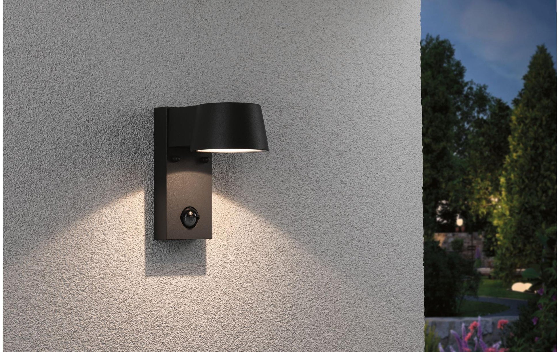Paulmann Aussenwandleuchte – Warmweiss, 3000 K – IP44 – Netzbetrieb – mit Bewegungsmelder – Grau, Aluminium
