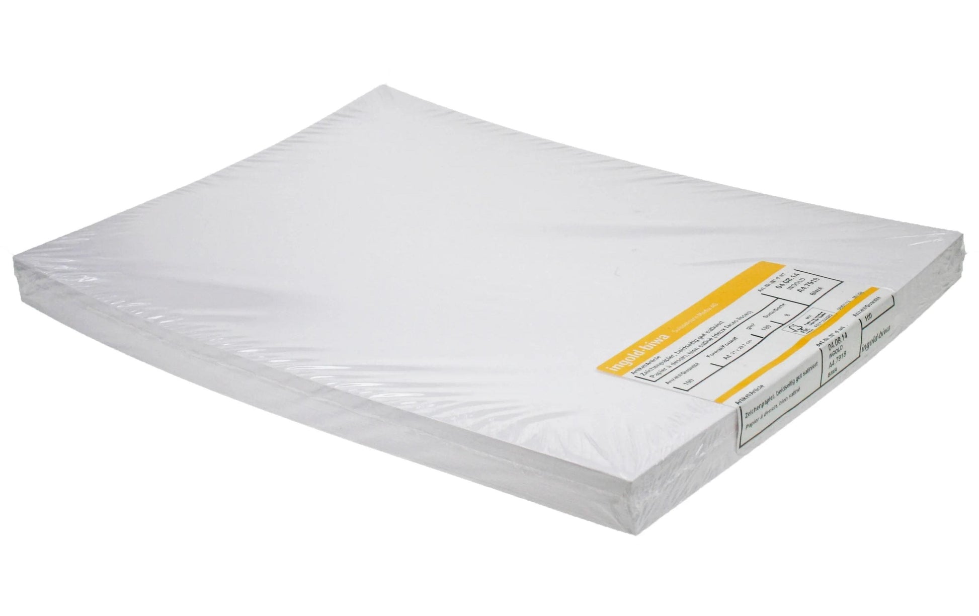 Ingold-biwa Zeichenpapier A4, 180 g/m², 100 Blatt, Weiss, Satiniert