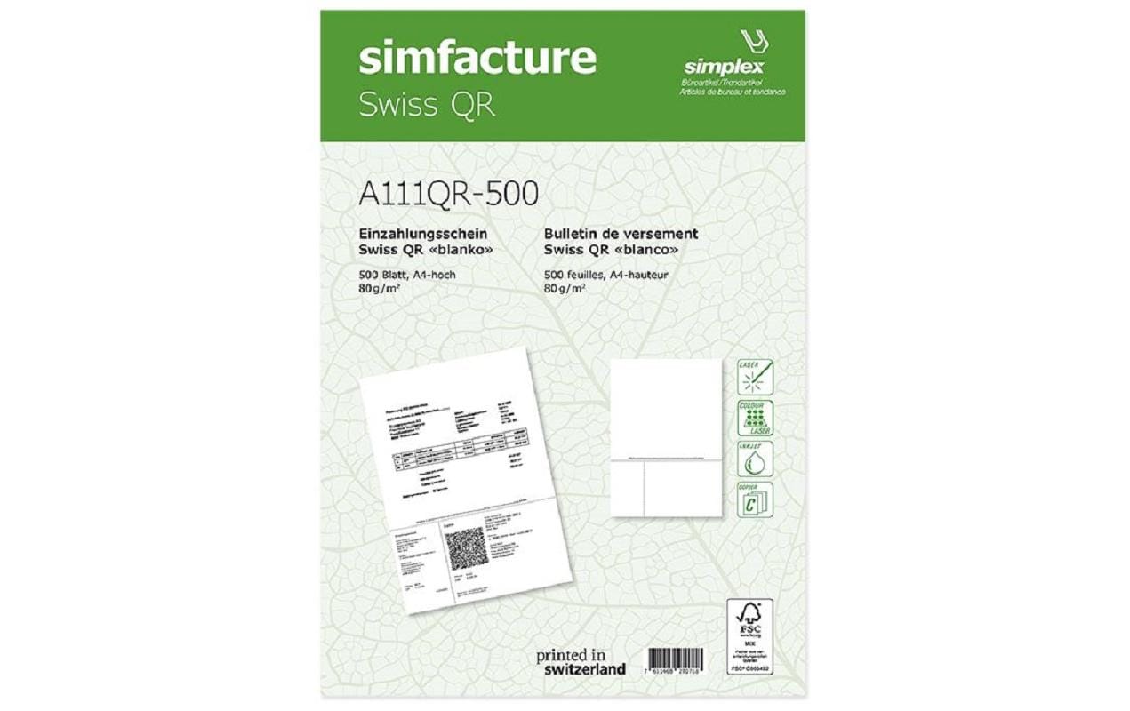 Simplex Formular - simfacture Swiss QR für QR-Rechnung, A4, 80 g/m²
