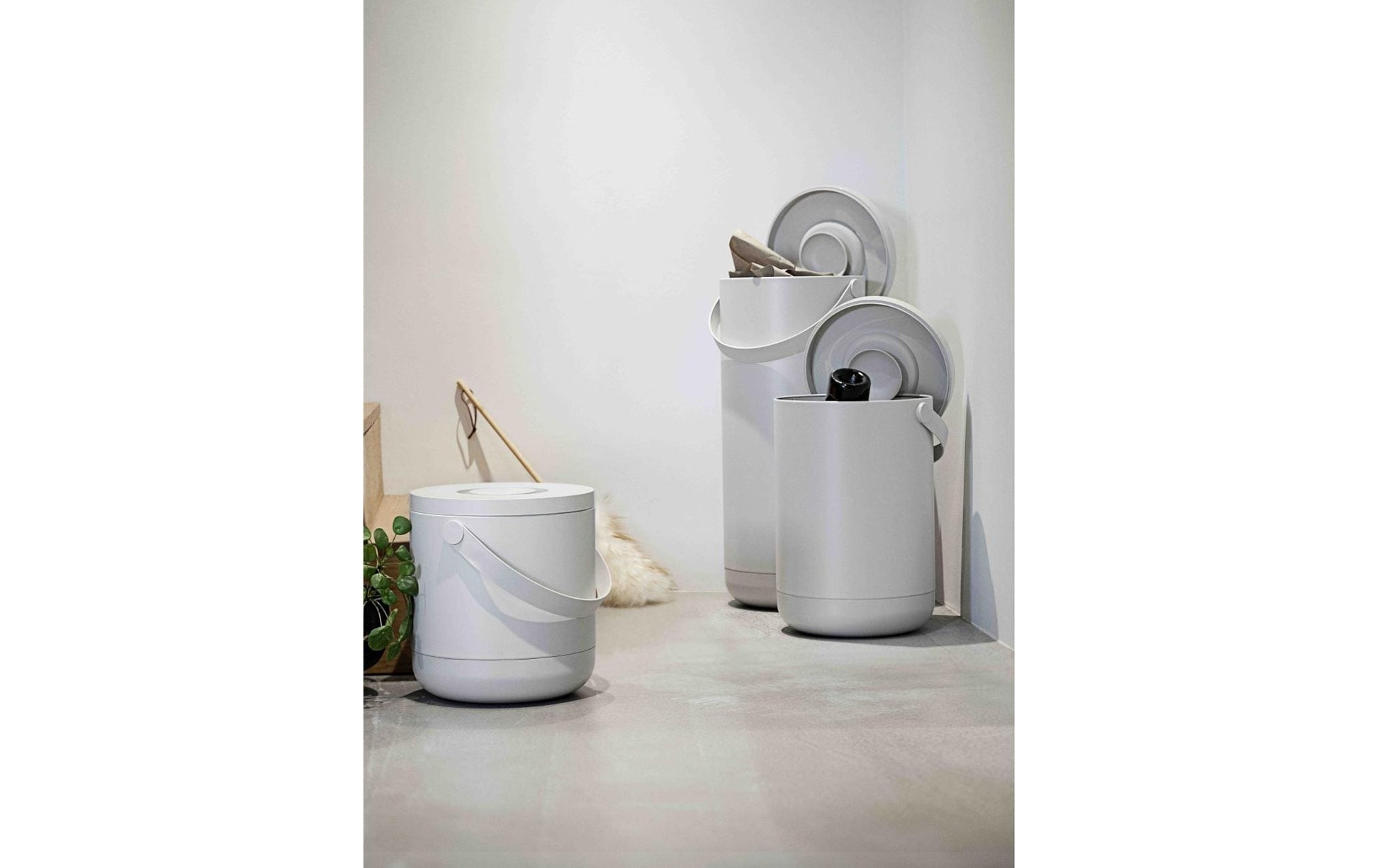 Zone Denmark Papierkorb – 22 l – Kunststoff, Grau – Ø 280 × H 440 mm