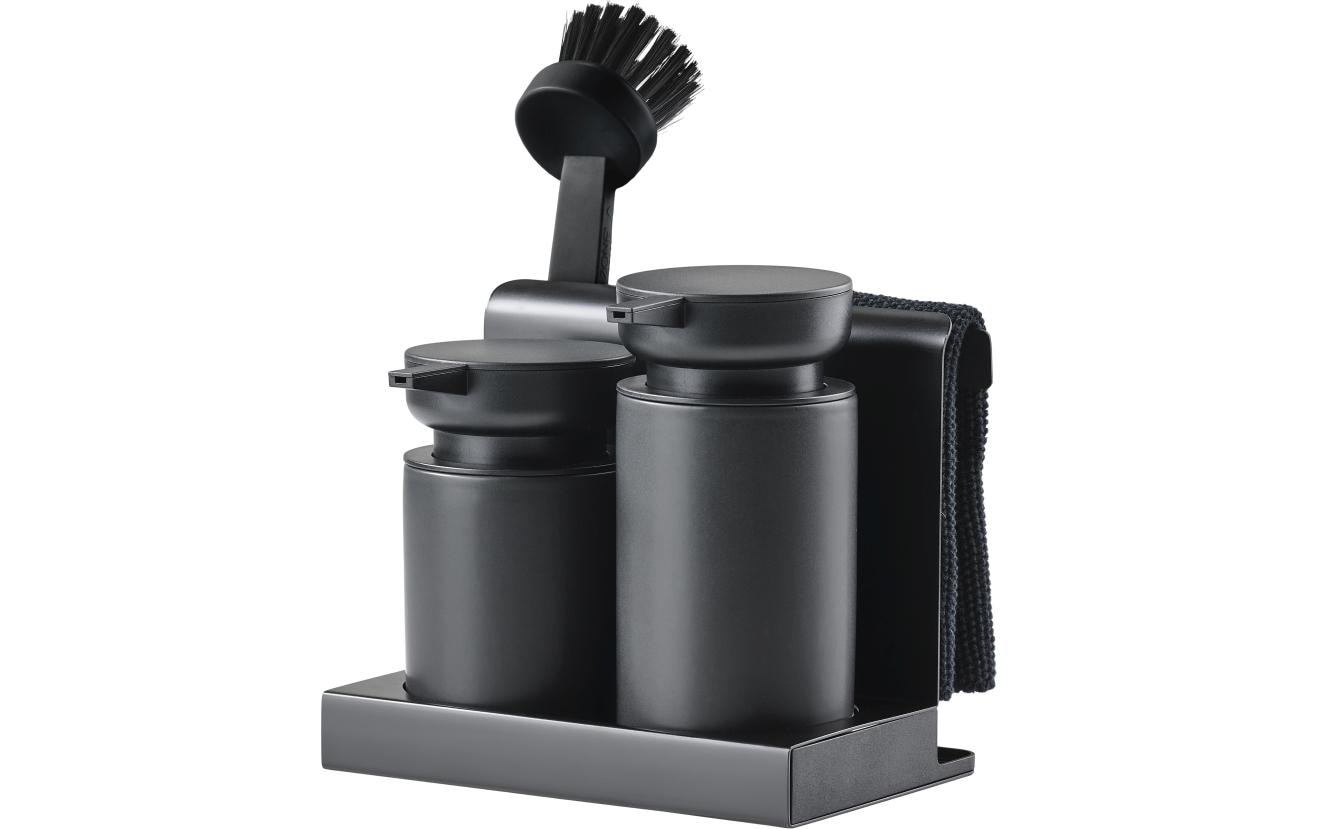 Zone Denmark Spültrogbutler Diish – inkl. Bürste, spülmaschinenfest – Metall, PP – schwarz – 11,2 × 17 × 18 cm
