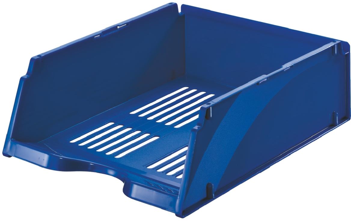 Esselte Briefkorb – mit Griffausschnitt, mit Beschriftungsfeld, glänzend, blau, B 268 × H 115 × T 338 mm
