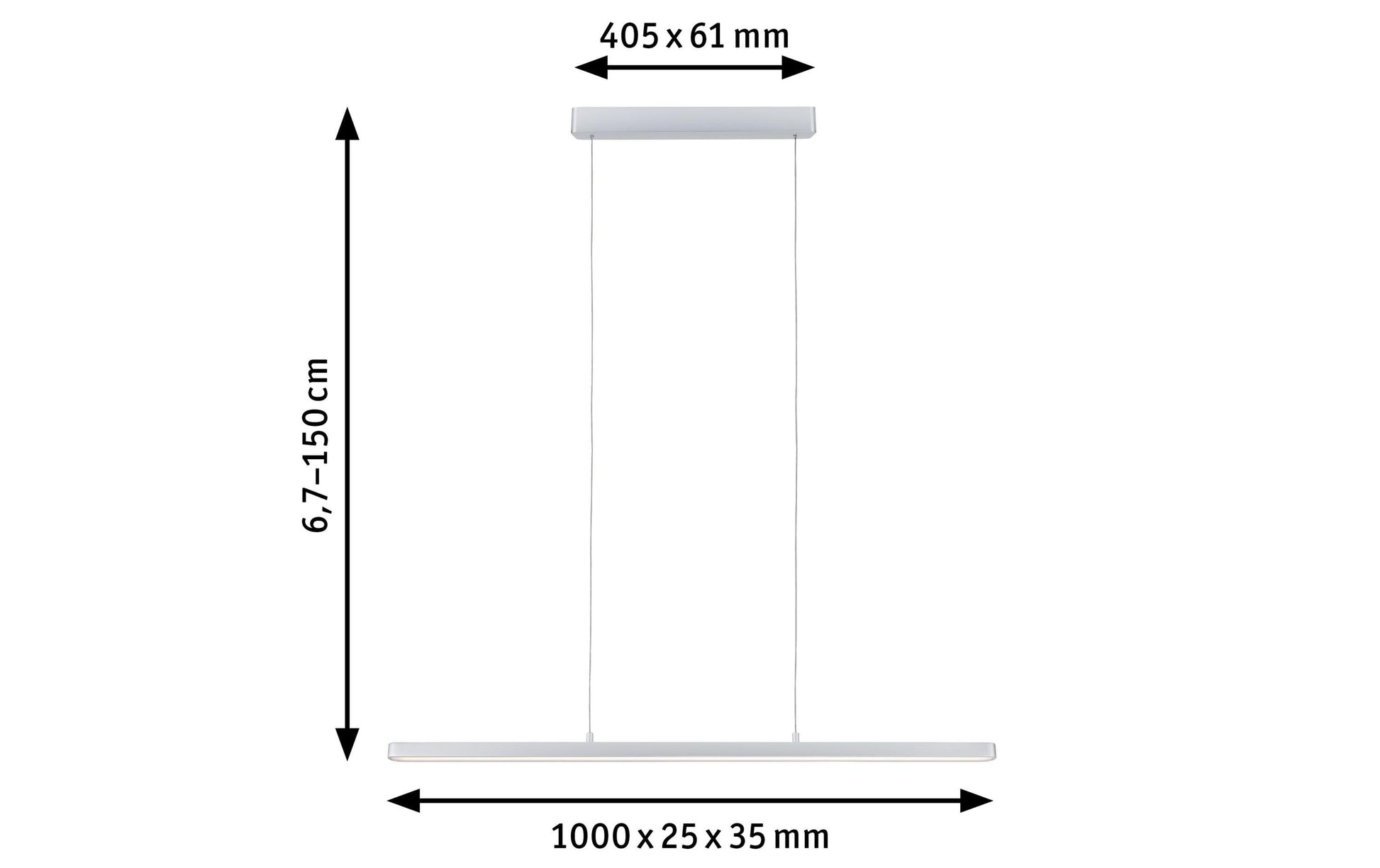 Paulmann Pendelleuchte Lento – 100 × 3,5 cm, 1800 lm, 42 W, 2700 K, dimmbar, chrom, festverbaute LED