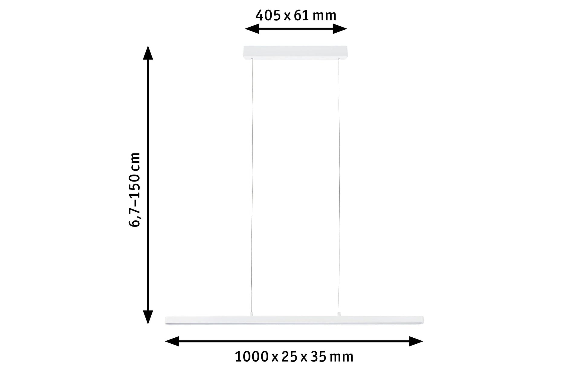 Paulmann Pendelleuchte Lento – 100 × 35 × 25 cm, 1800 lm, 42 W, 2700 K, dimmbar, höhenverstellbar, weiss