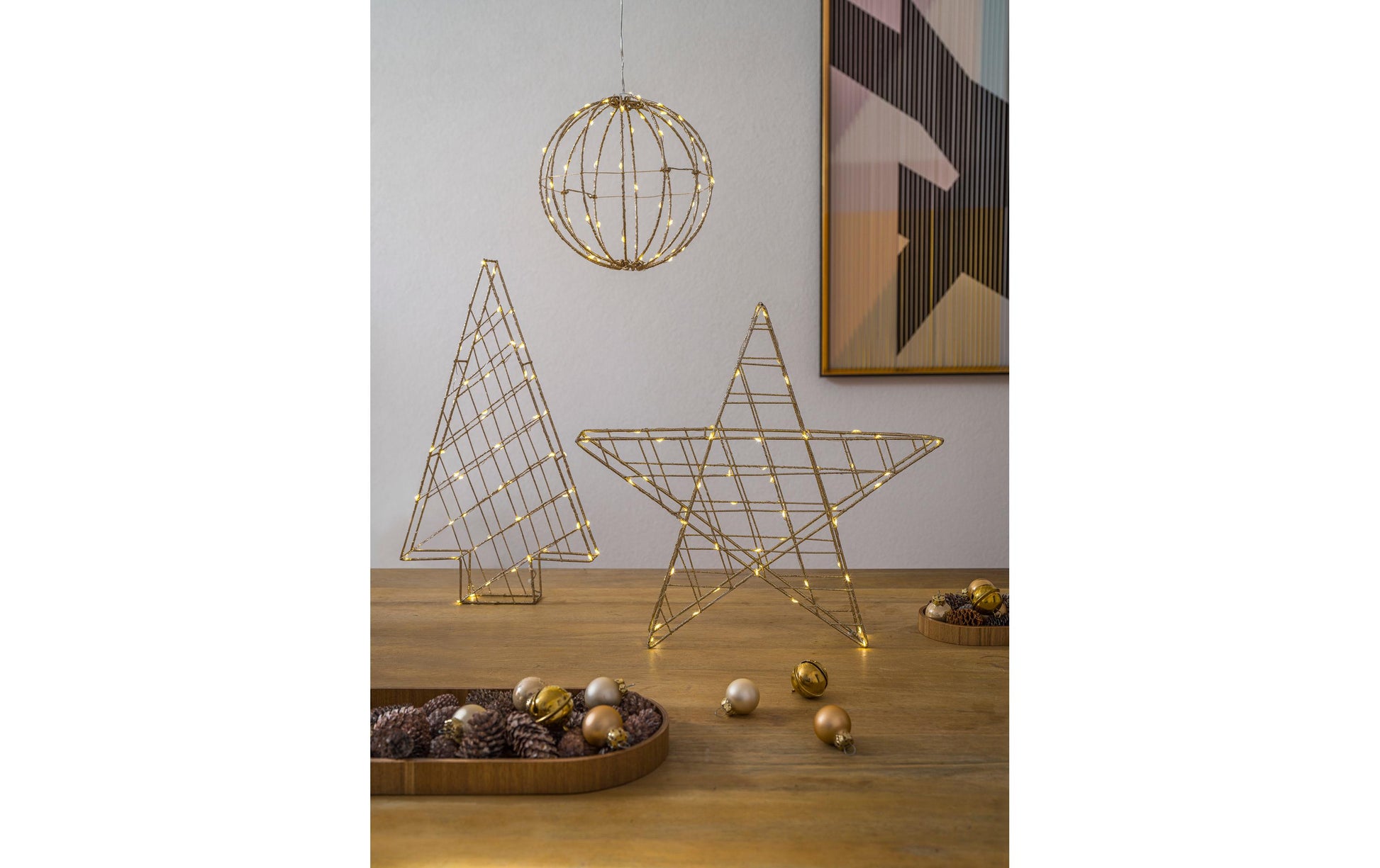 STT Svenja Dekorationsfigur – 45 cm, 40 LEDs, batteriebetrieben, Timer – Metall, Gold