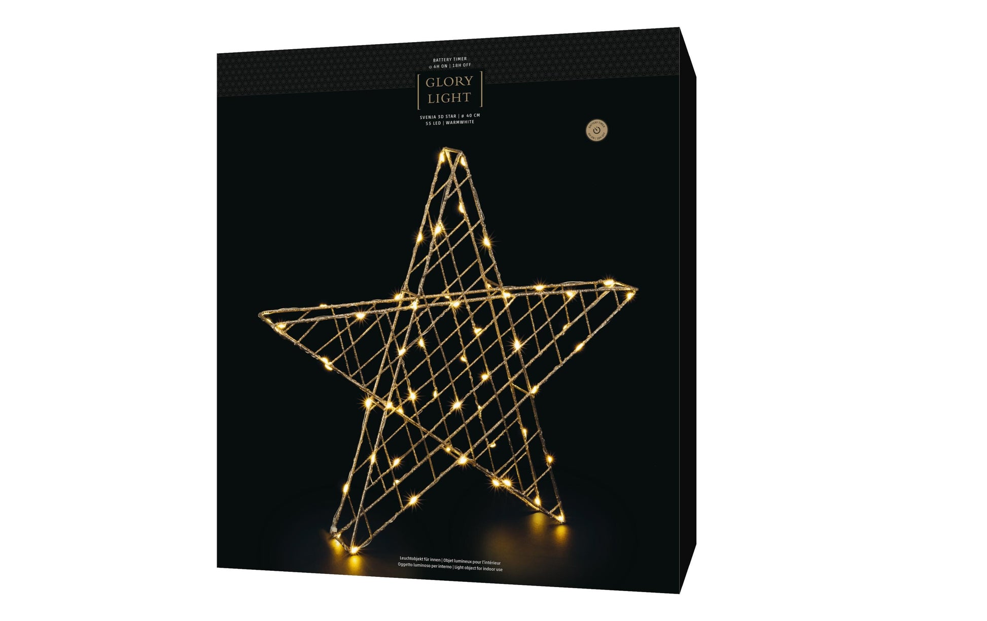 STT Svenja Star 3D LED-Fensterhänger – Ø 40 cm, 55 LEDs – Kupfer, Gold