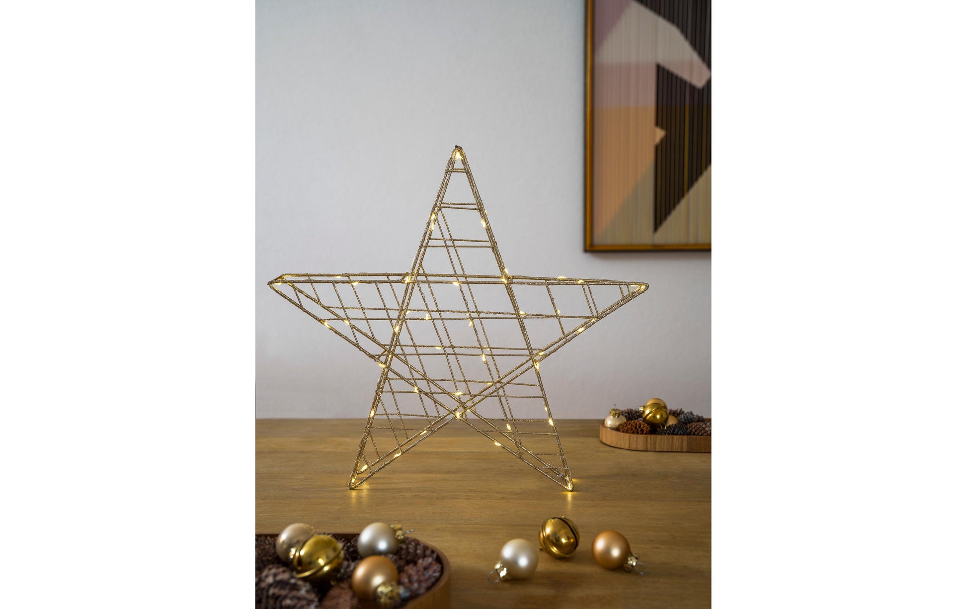 STT Svenja Star 3D LED-Fensterhänger – Ø 40 cm, 55 LEDs – Kupfer, Gold