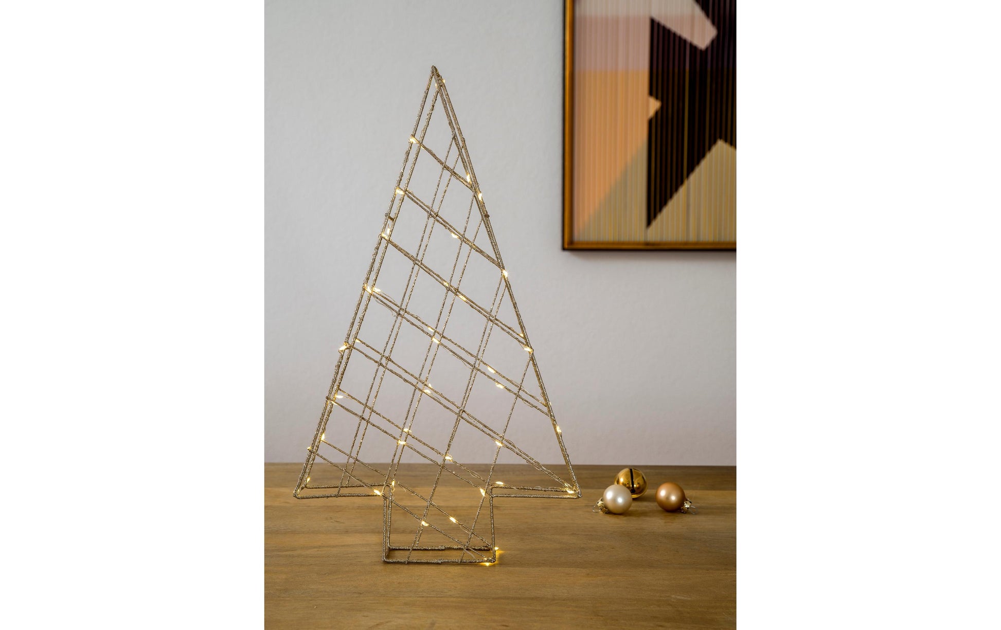 STT Svenja Dekorationsfigur – 45 cm, 40 LEDs, batteriebetrieben, Timer – Metall, Gold