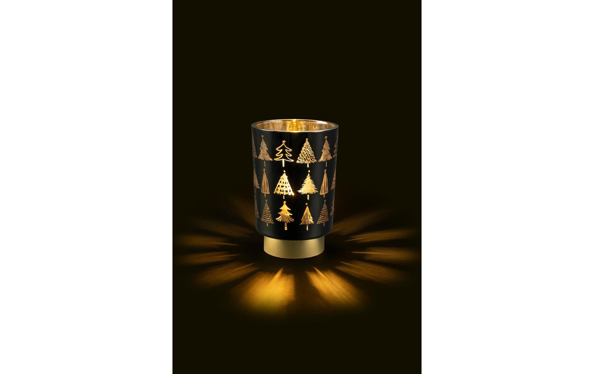 STT Tischleuchte Black Tree Lantern S – Ø 10 × 15 cm, Warmweiss, Gold, Timer