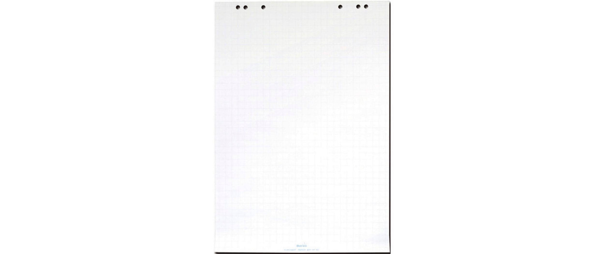 BEREC Flipchart-Block – 68 × 99 cm, 5 Blöcke, kariert, weiss, Papier