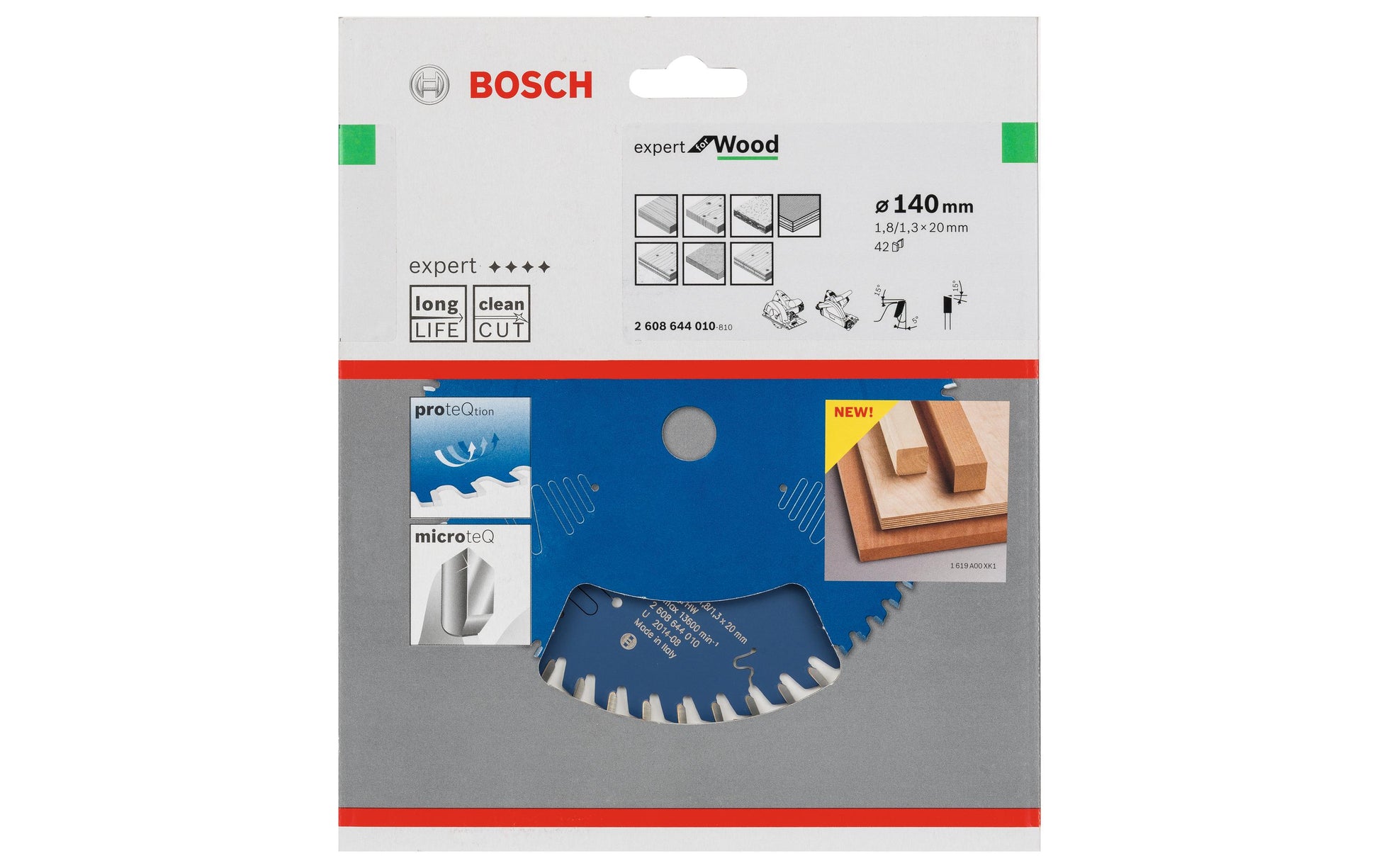 Bosch Professional Expert for Wood Kreissägeblatt 140 × 20 × 1,8 mm, 42 Zähne – für Holz – 1 Stück – ATB