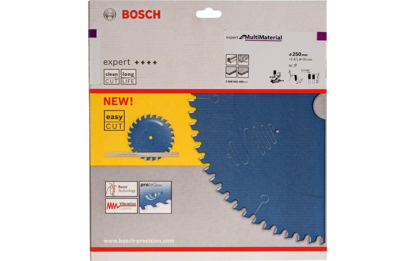 Bosch Professional – Kreissägeblatt, Expert Multi Material, 250 mm × 30 mm × 2,4 mm