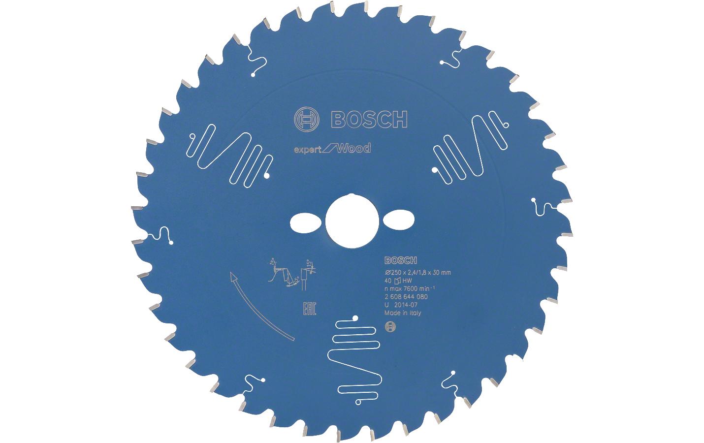 Bosch Professional Expert for Wood Kreissägeblatt 250 × 30 × 2,4 mm, 40 Zähne – für Holz – 1 Stück – für Bosch