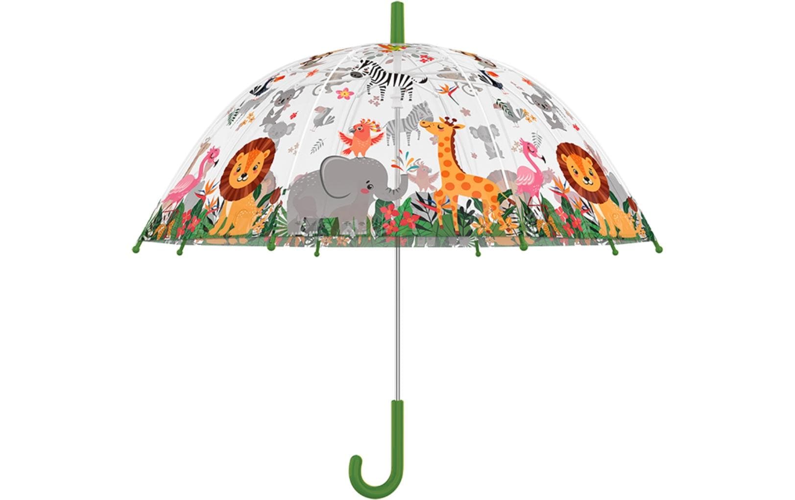 Esschert Design Stockschirm Dschungeltiere – Ø 70,5 cm, L 69,2 cm – mehrfarbig