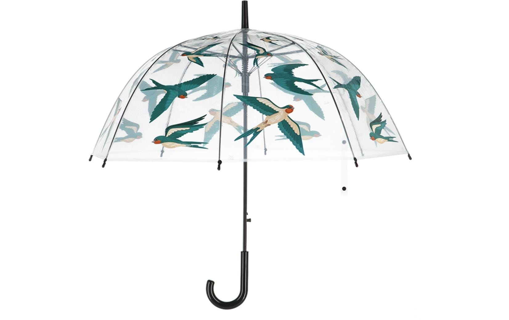 Esschert Design Stockschirm TP399 – Auf/Zu-Automatik, Ø 83 cm, L 81,5 cm – transparent Rauchschwalben