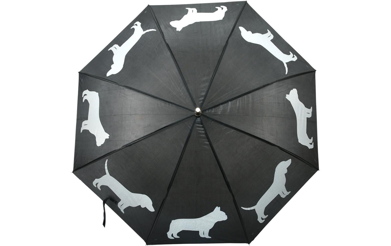 Esschert Design Stockschirm – Auf-/Zu-Automatik, Ø 105 cm, L 85,1 cm – Grau Reflektor Hunde – reflektierend