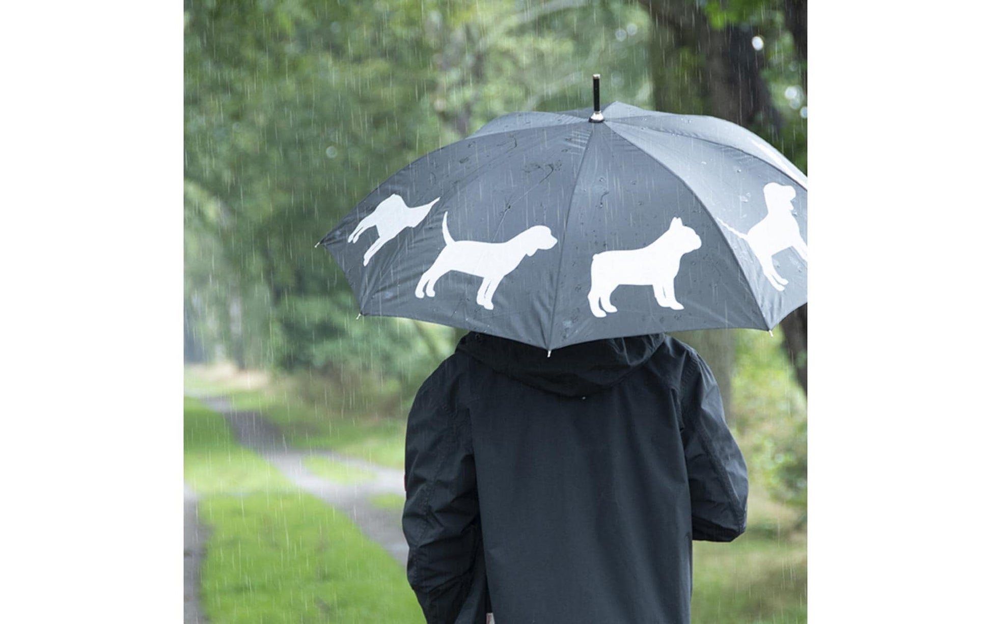 Esschert Design Stockschirm – Auf-/Zu-Automatik, Ø 105 cm, L 85,1 cm – Grau Reflektor Hunde – reflektierend