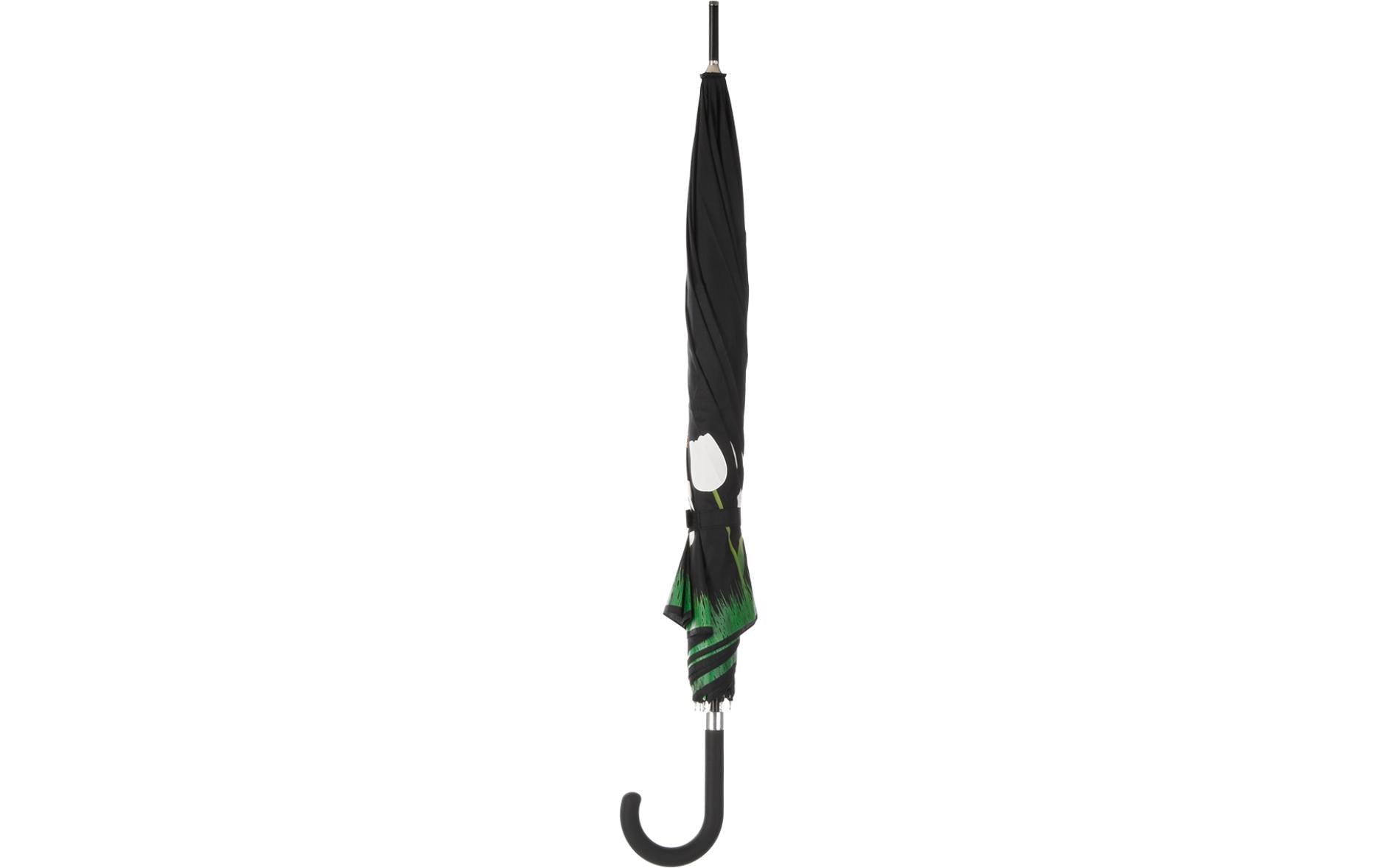 Esschert Design Stockschirm Tulpen – Auf-/Zu-Automatik, Ø 116,5 cm, L 91,2 cm – Schwarz – Farbwechsel bei Regen
