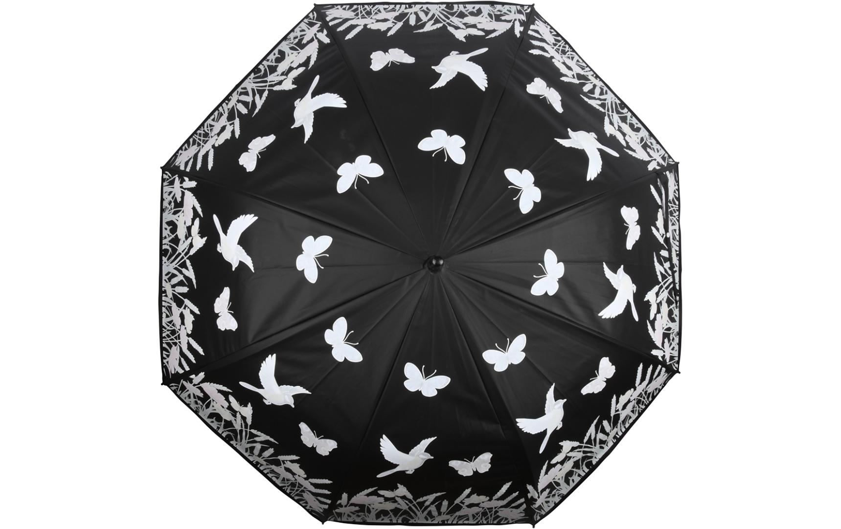 Esschert Design Stockschirm TP275 – Auf/Zu-Automatik, Ø 116,5 cm, L 91,2 cm – Schwarz Wiese