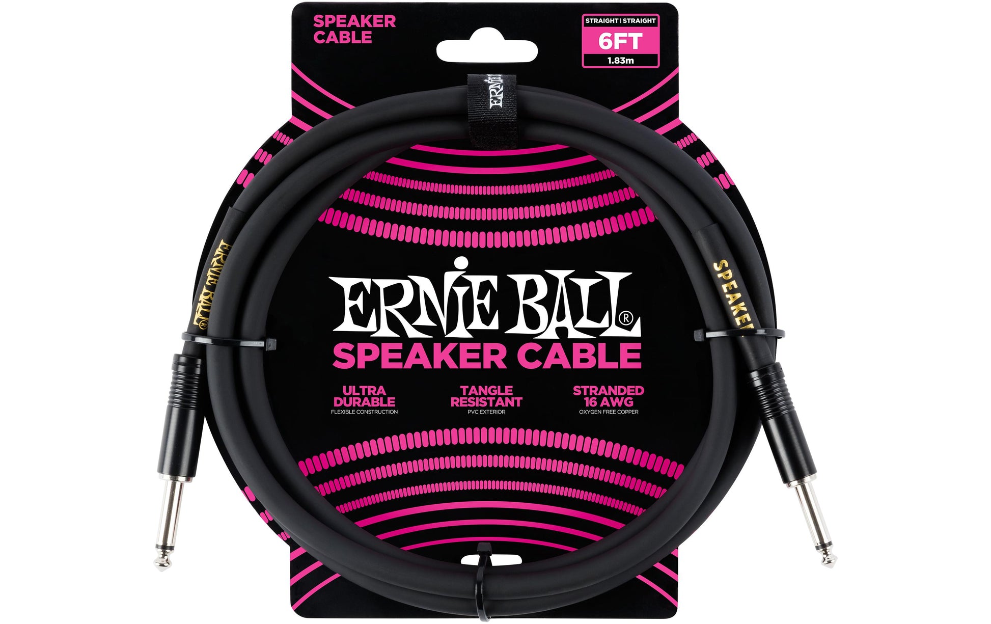 Ernie Ball 6,3 mm Klinkenkabel – Stecker zu Stecker – 1,83 m, 1,31 mm²