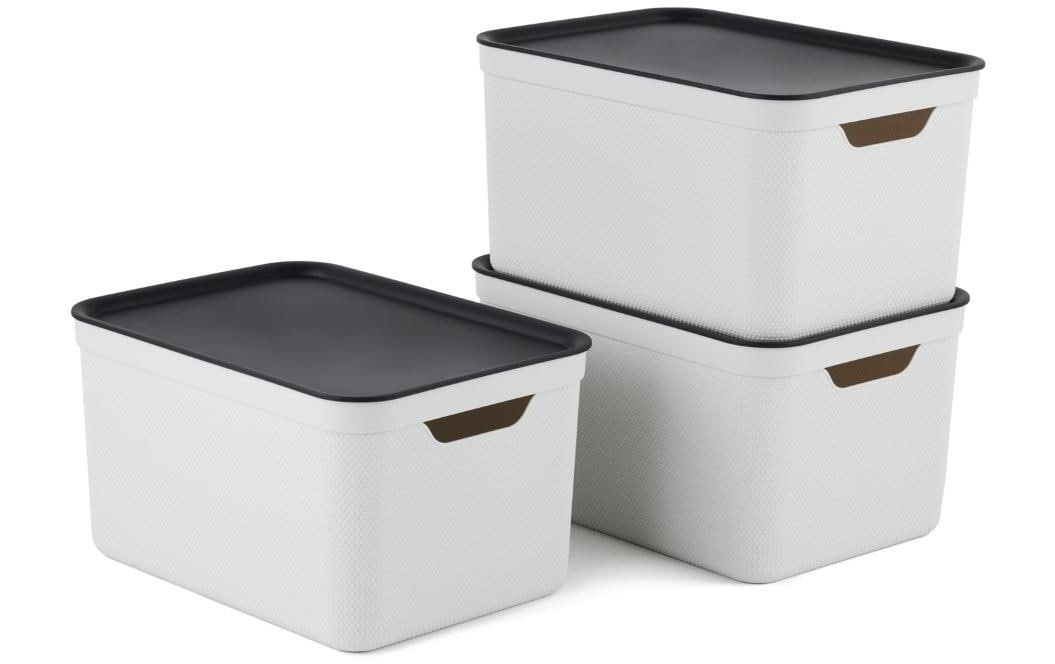 Rotho JIVE Aufbewahrungsbox 16 l (mit Deckel) – Recycling-Kunststoff – Weiss – für A4