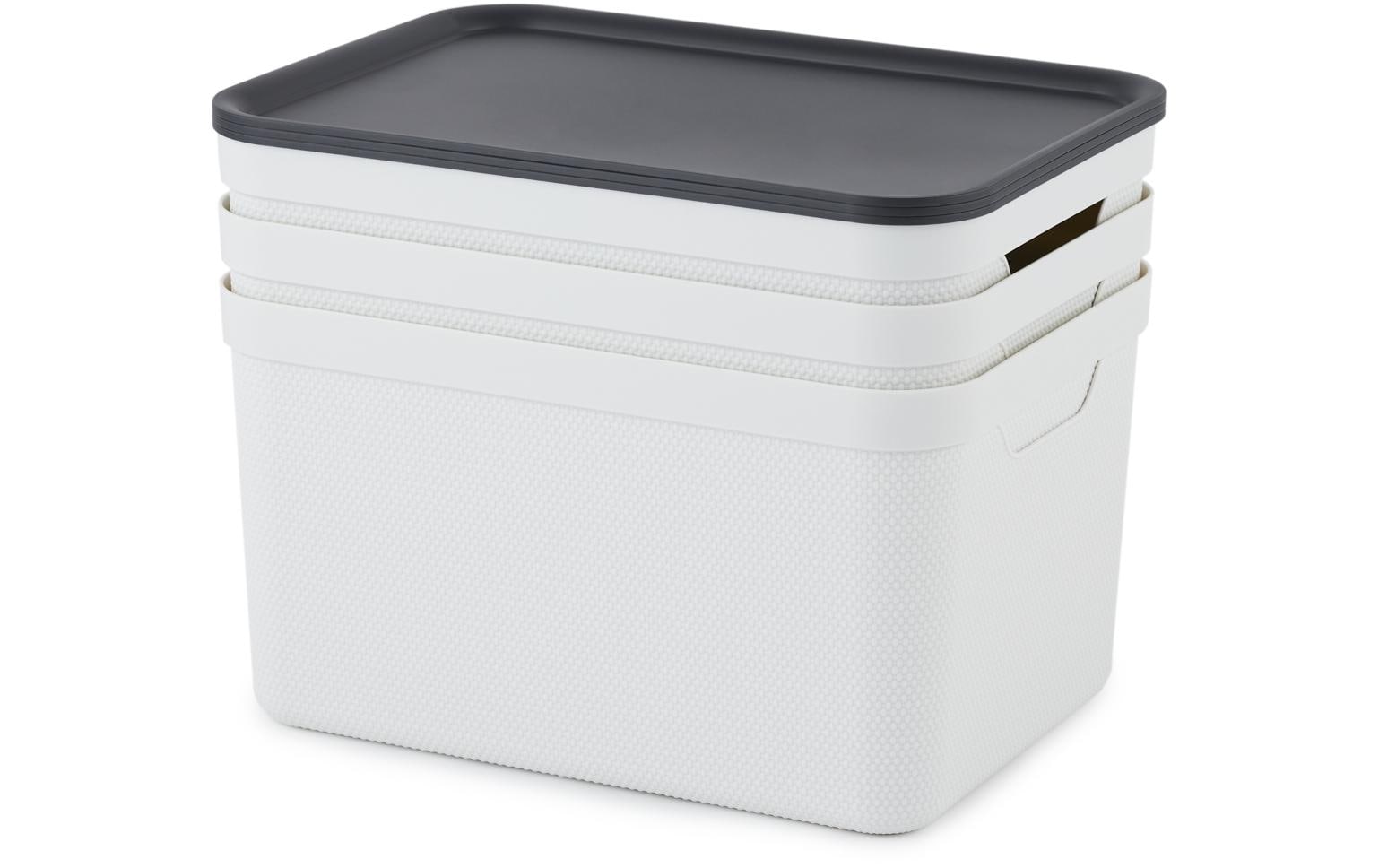 Rotho JIVE Aufbewahrungsbox 16 l (mit Deckel) – Recycling-Kunststoff – Weiss – für A4