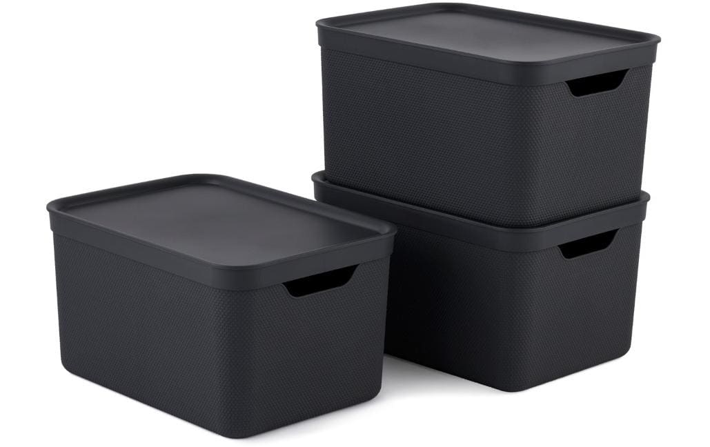 Rotho Aufbewahrungsbox 16 l (mit Deckel) – Recycling-Kunststoff – Grau – 260 × 200 × 359 mm