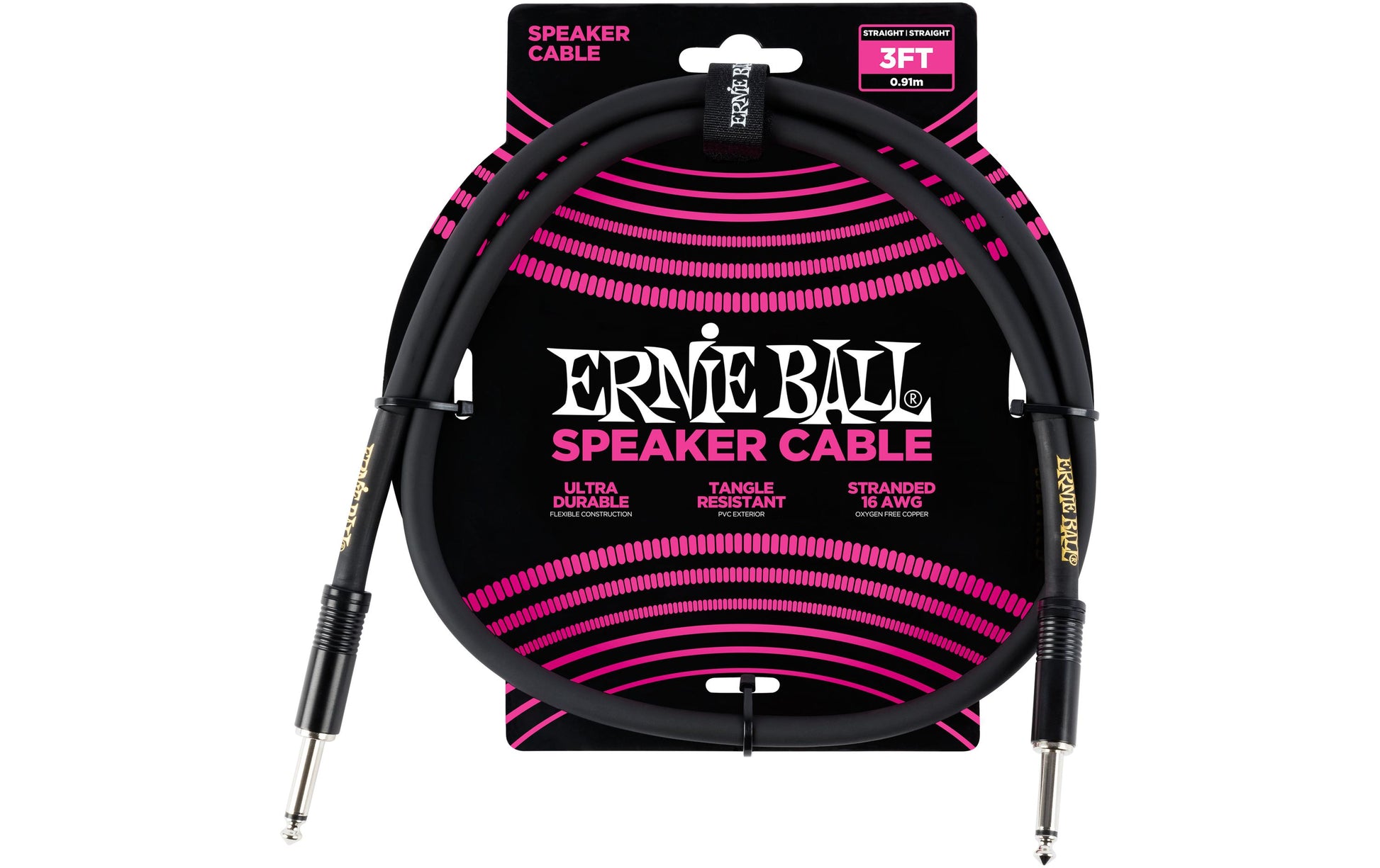 Ernie Ball 6,3 mm Klinkenkabel – Stecker zu Stecker – 0,91 m