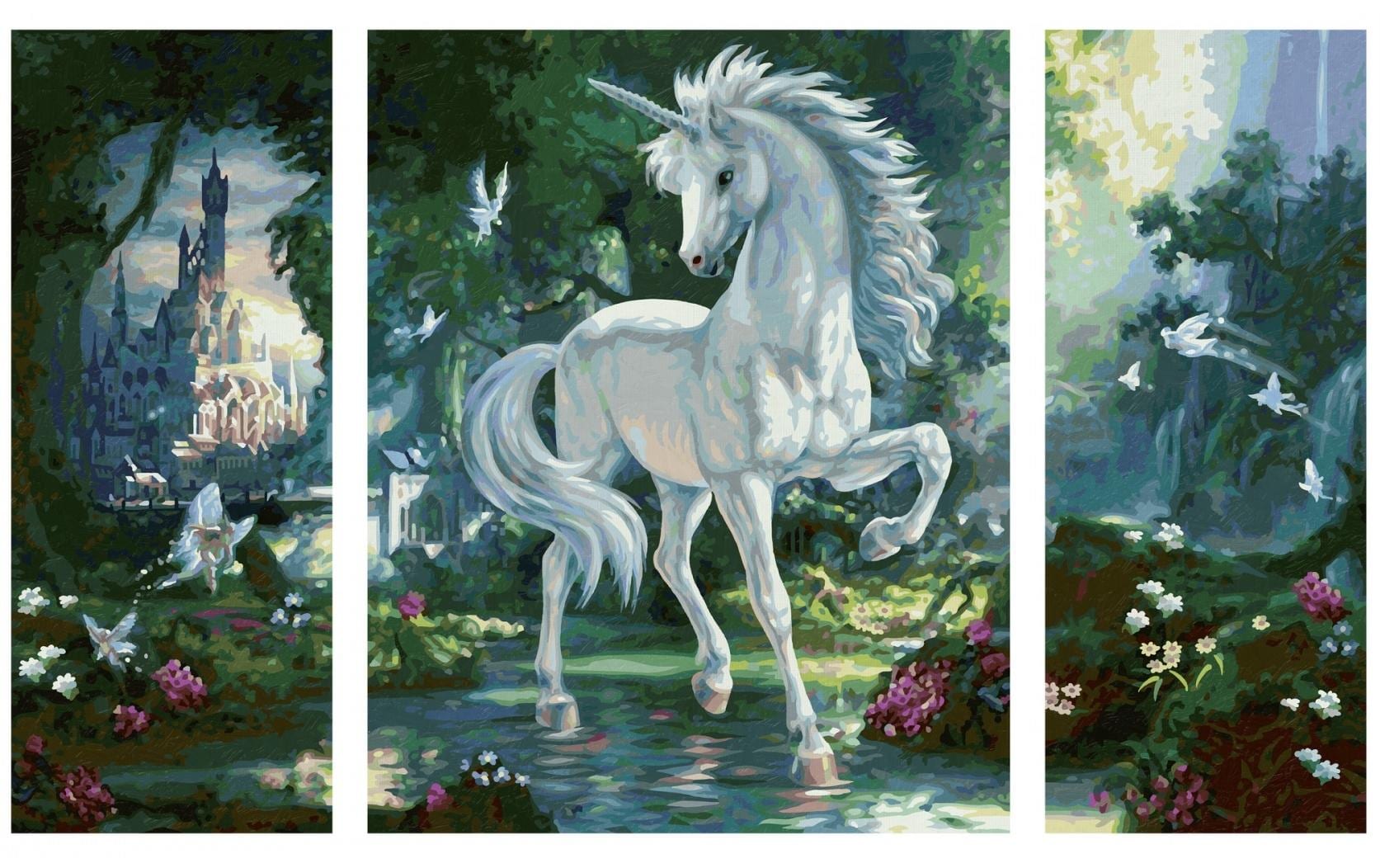 Schipper Malen-nach-Zahlen-Set – Einhorn im Zauberwald – 3-teilig, 80 × 50 cm – ab 14 Jahren