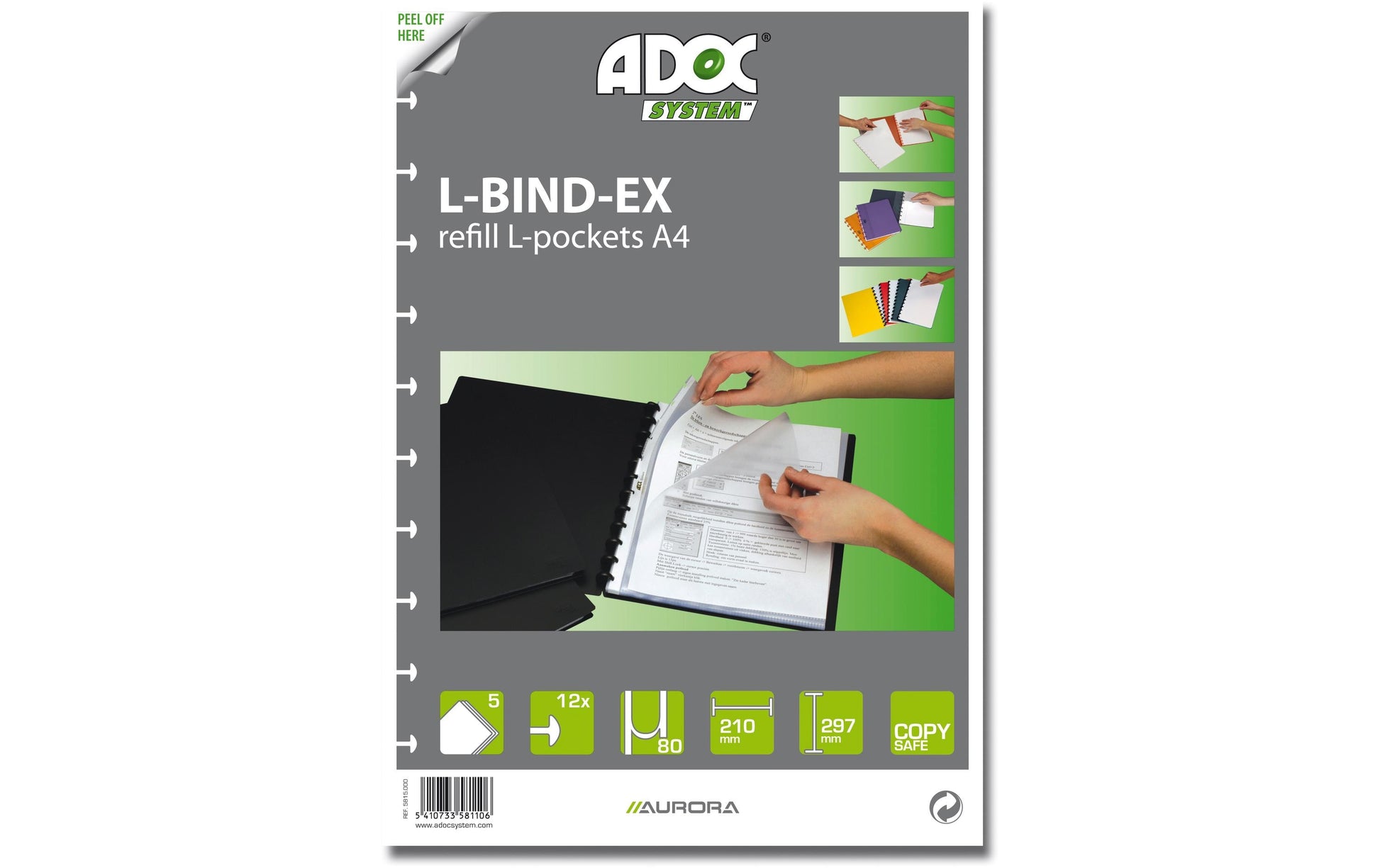 Adoc Ersatzsichttaschen – A4, antireflex, transparent, für L-Bind-Ex Aurora, 5 Stk., 80 µm