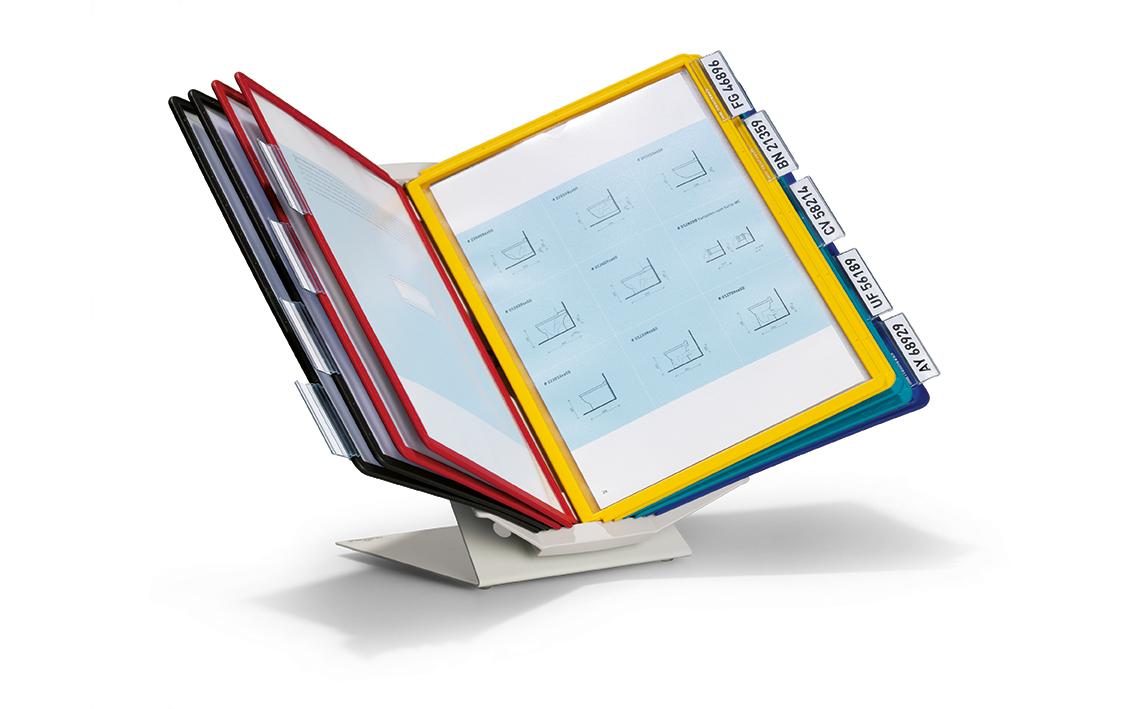 Durable Sichttafelsystem Vario Pro 10 – für A4, 10 Fächer, Grau, Metall/Kunststoff, 270×165×395 mm
