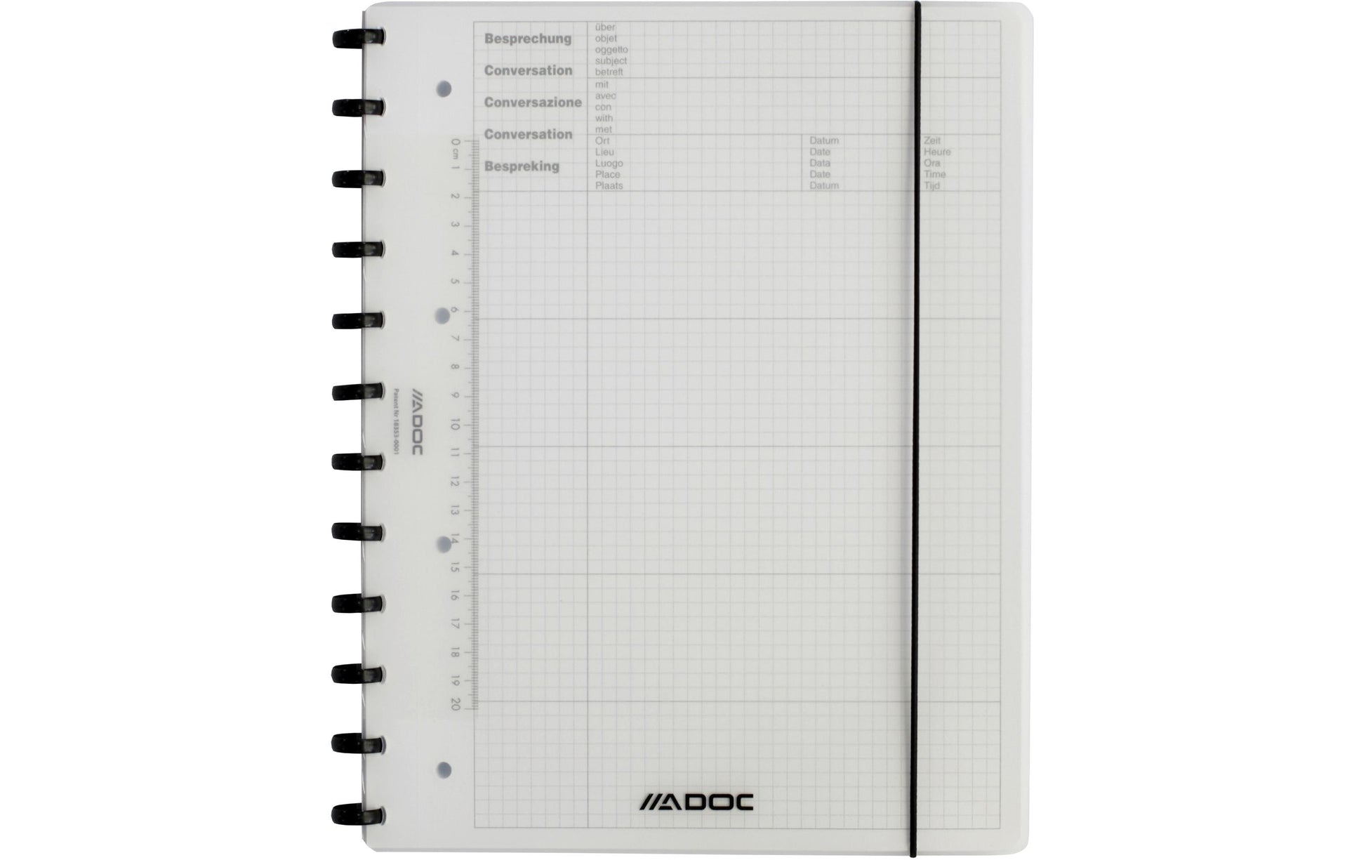 Adoc Heft, 245 × 300 mm, kariert, 4 mm, Spiralbindung, 100 Blatt – transparent