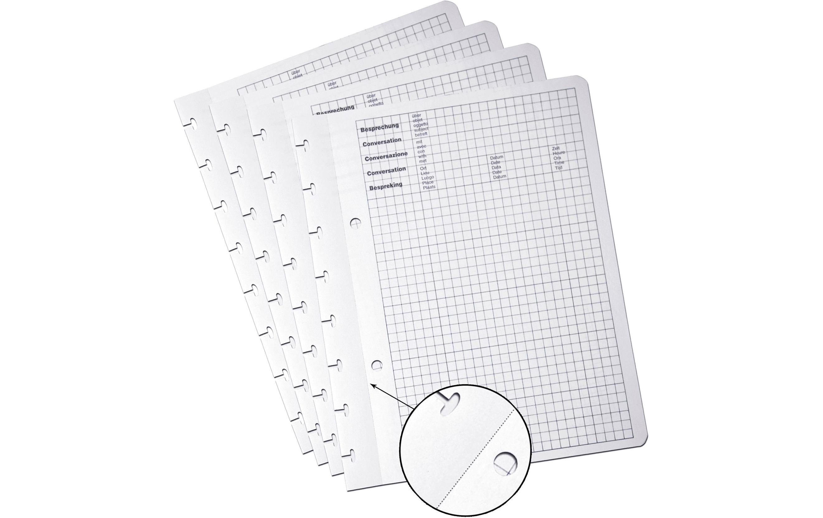 Adoc Ersatzblätter für MEETING-EX – A4 – kariert – 100 Blatt – mikroperforiert (Längsseite)