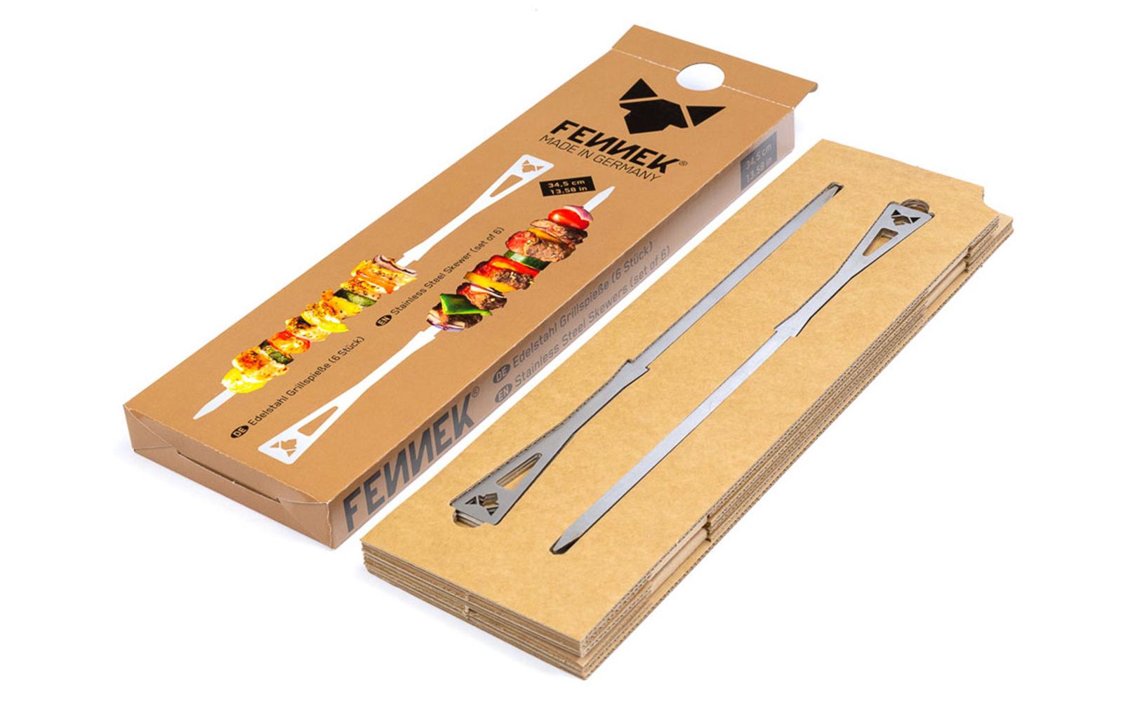 FENNEK Grillspiesse 34,5 cm, 6 Stk., Edelstahl, Baumwolltasche, Silber