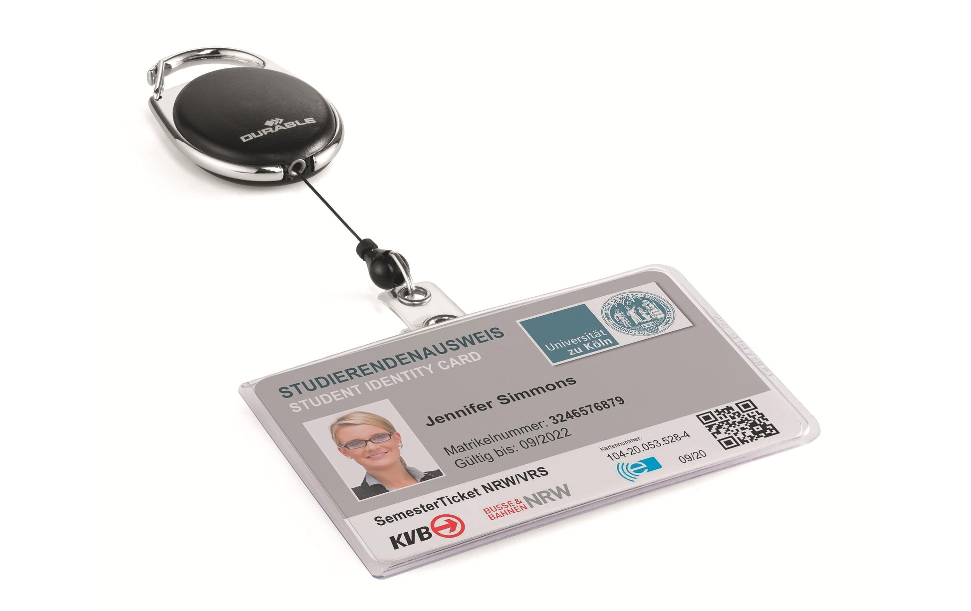 Durable Ausweishalter – für Betriebsausweise – 87 × 54 mm, Kunststoff, transparent, mit Clip – 1 Stück