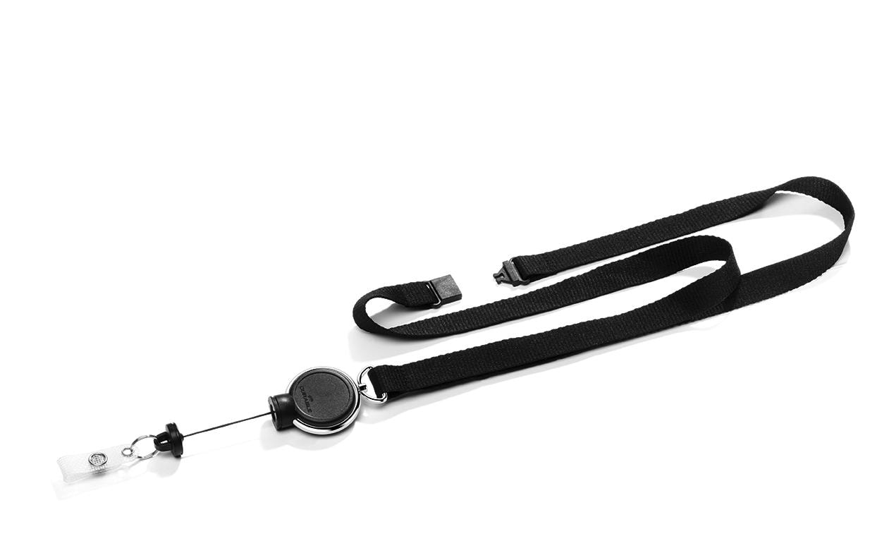 Durable Schlüsselanhänger Textilband – Schwarz, Textil, B 15 × L 800 mm, mit Sicherheitsverschluss