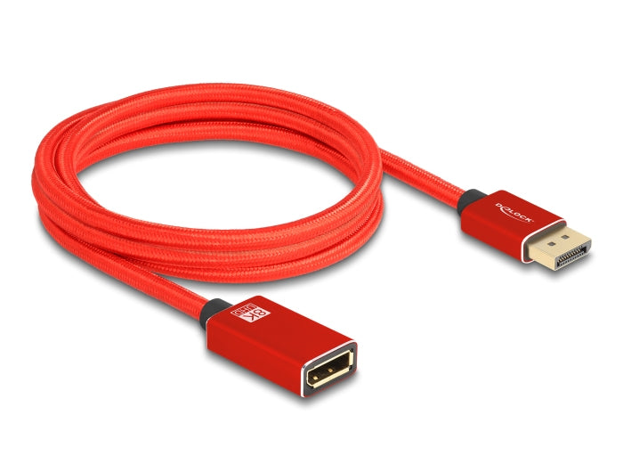 DeLOCK DisplayPort Verlängerung DP 1.4 8K 60 Hz – 2 m – Rot