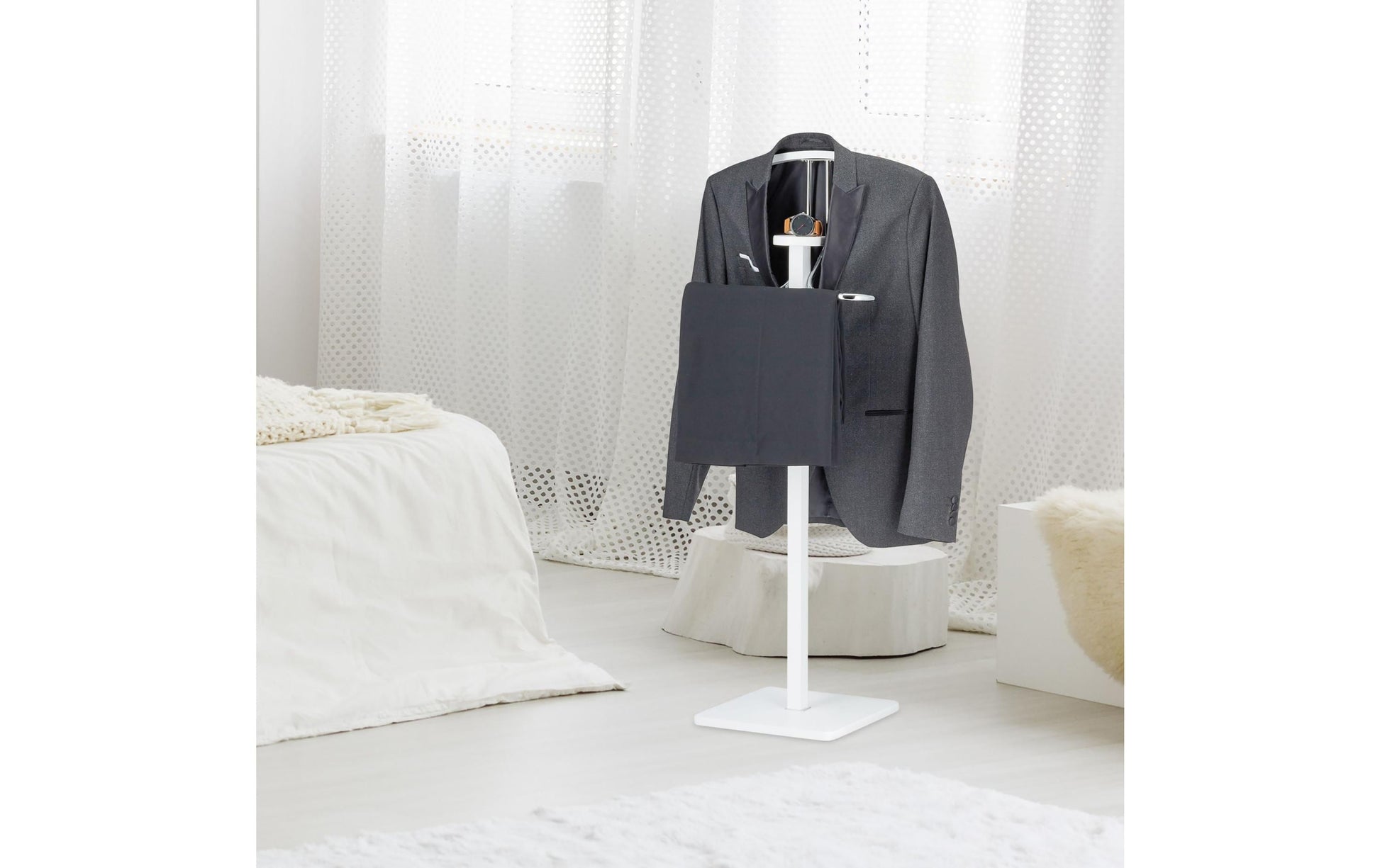 Relaxdays Garderobenständer – MDF/Metall – Weiss – 1'095 mm