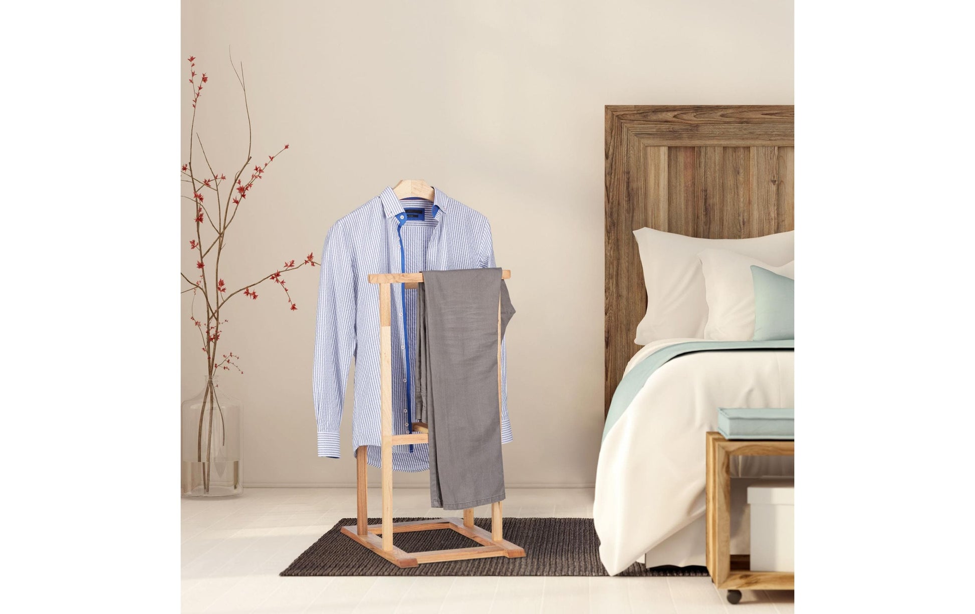 Relaxdays Garderobenständer – Holz – Walnuss – 1'020 mm