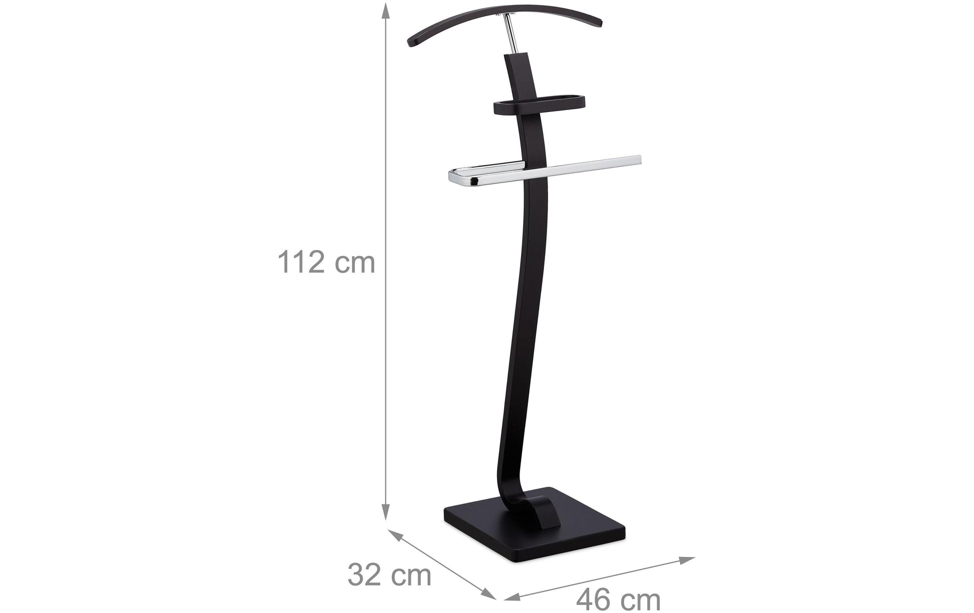 Relaxdays Garderobenständer – Holz/Stahl – Schwarz – 1'120 mm