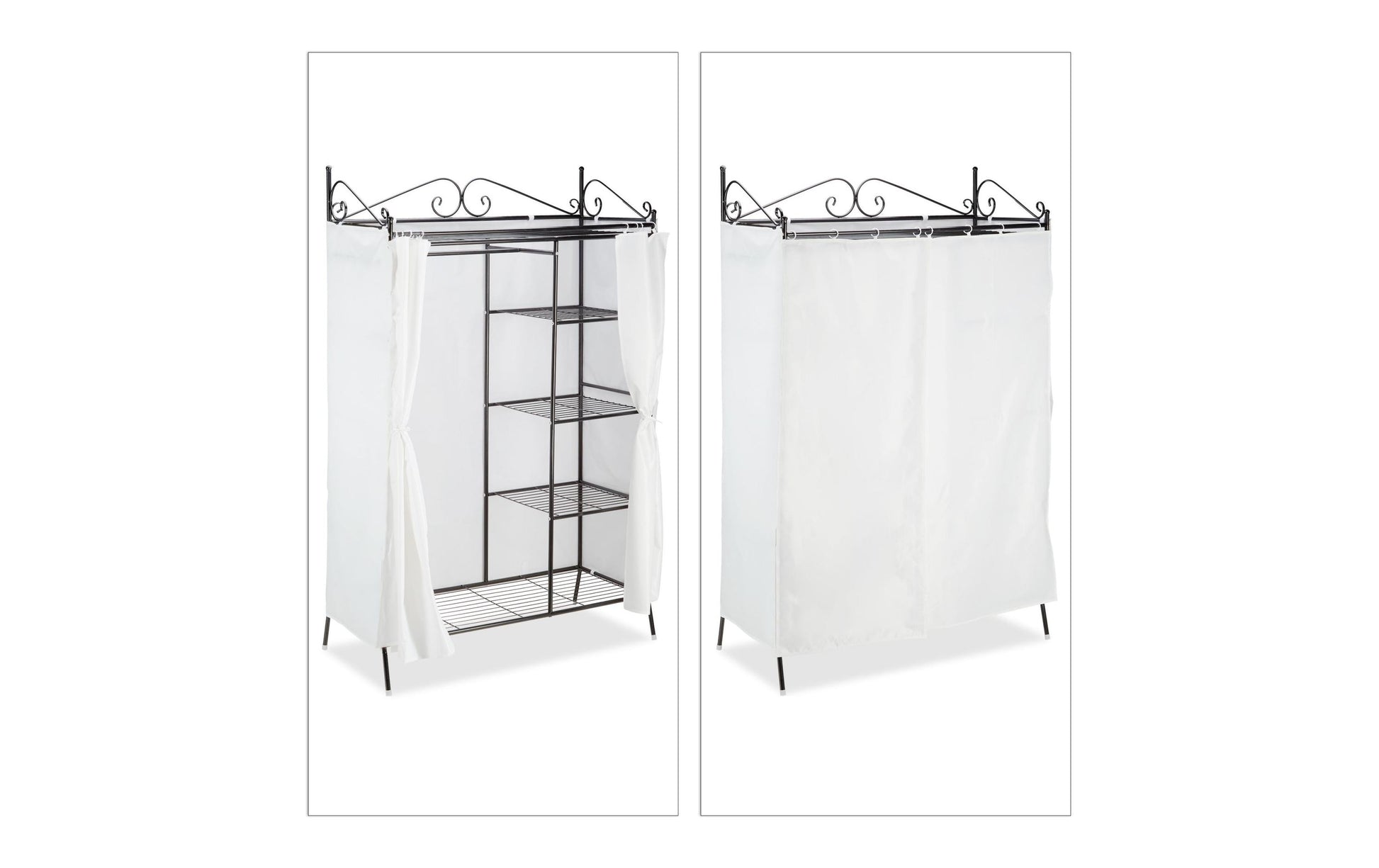 Relaxdays Garderobenständer – Metall/Polyester, Weiss, 105 × 45 × 172 cm