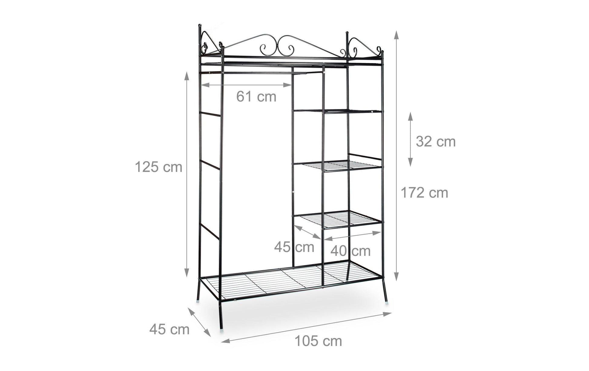 Relaxdays Garderobenständer – Metall/Polyester, Weiss, 105 × 45 × 172 cm