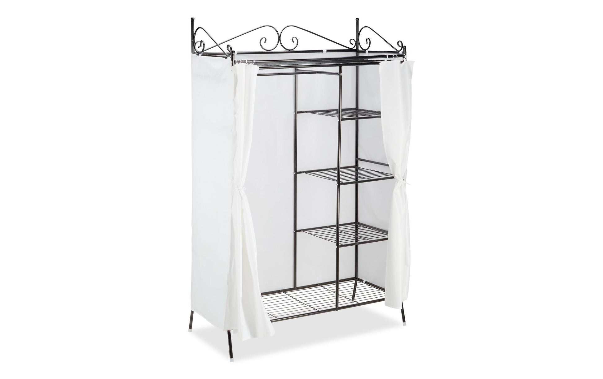 Relaxdays Garderobenständer – Metall/Polyester, Weiss, 105 × 45 × 172 cm